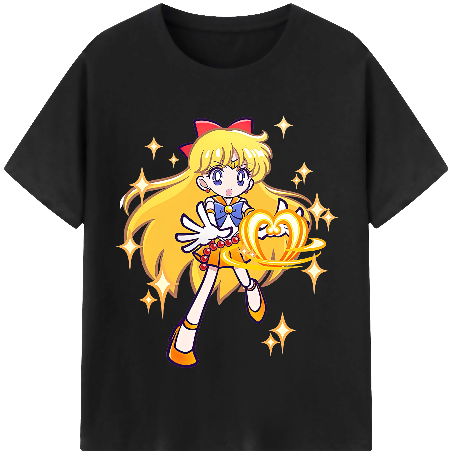 （画像用） 美少女戦士セーラームーン 愛野 美奈子 あいの みなこ Sailor Moon Aino Minako レディースカジュアルプリントTシャツ（綿100％）