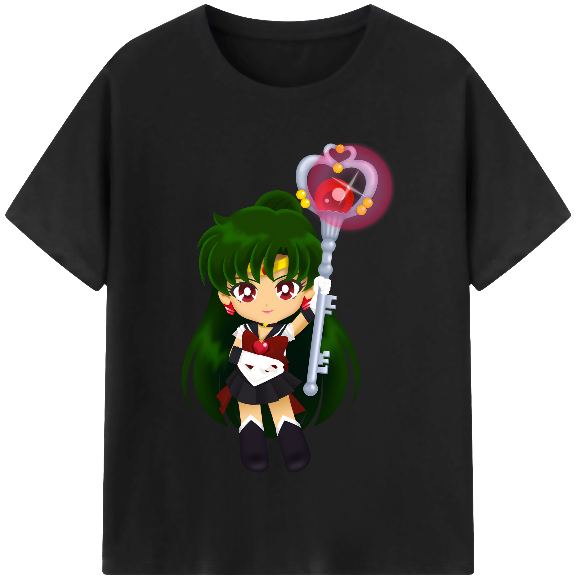 （画像用） 美少女戦士セーラームーン 冥王せつな Sailor Moon Meiou Setsuna レディースカジュアルプリントTシャツ（綿100％）