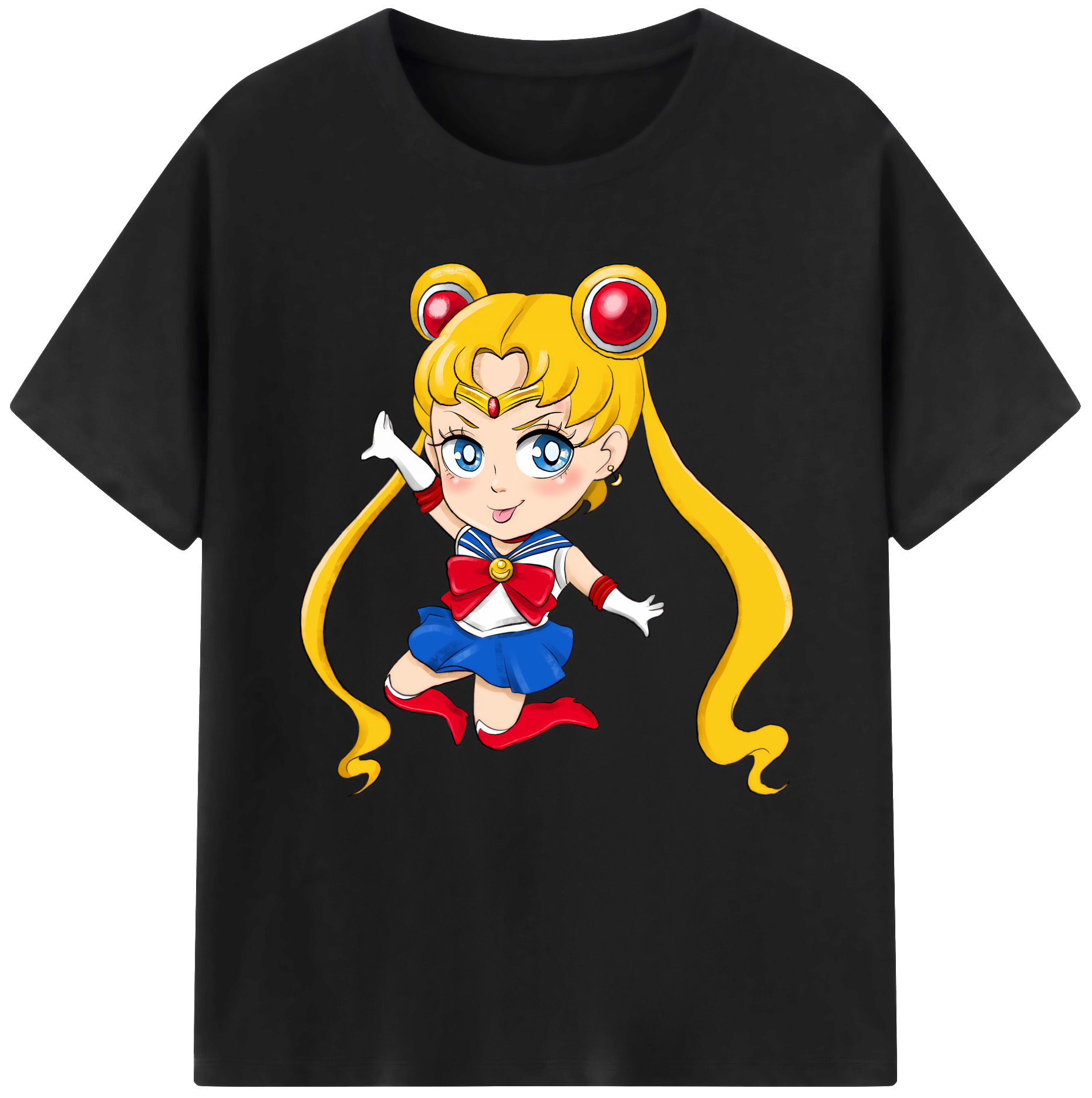 （画像用） 美少女戦士セーラームーン 月野 うさぎ つきの うさぎ Sailor Moon Tsukino Usagi レディースカジュアルプリントTシャツ（綿100％）