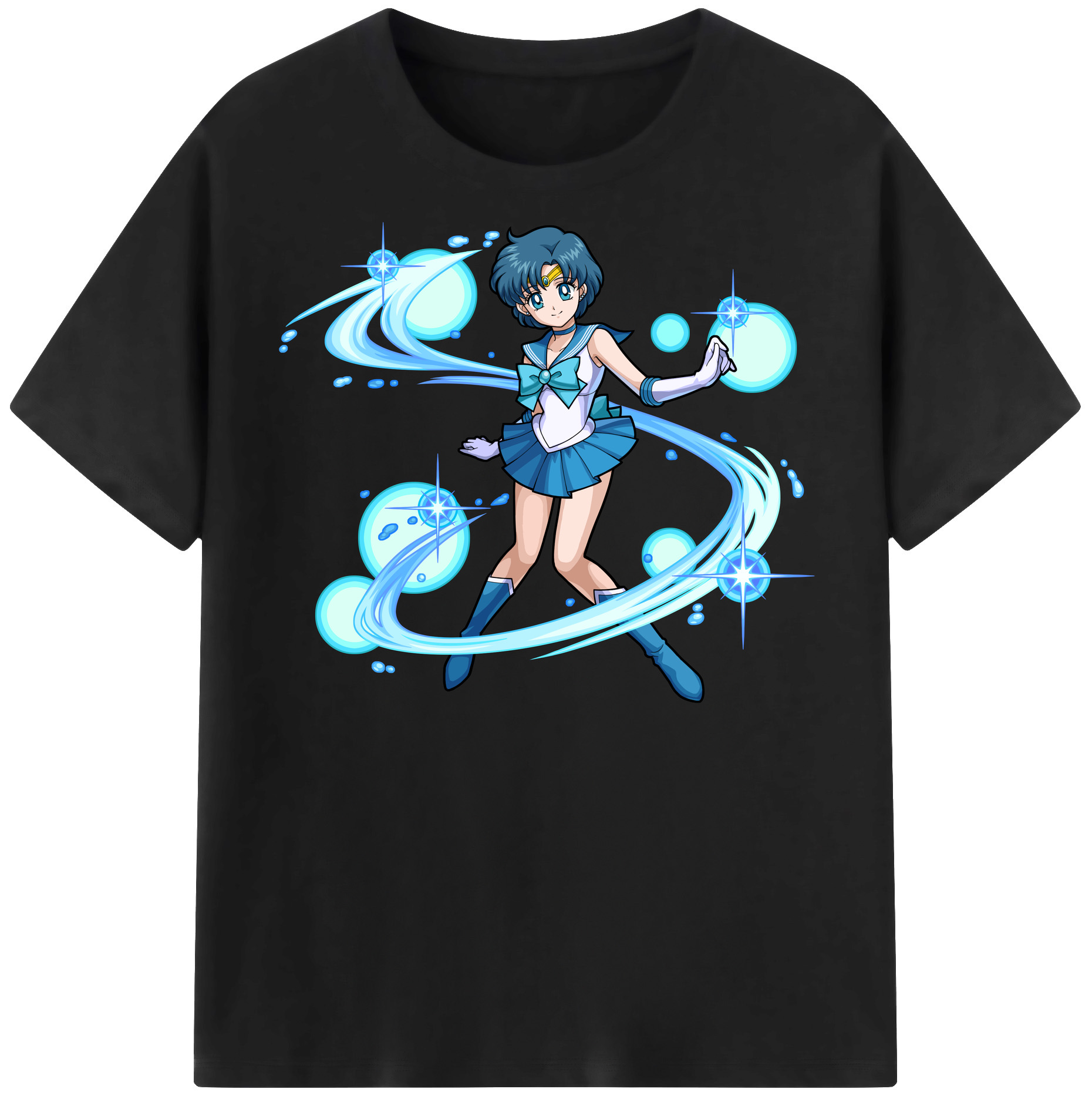 （画像用） 美少女戦士セーラームーン 水野 亜美 みずの あみ Sailor Moon Mizuno Ami レディースカジュアルプリントTシャツ（綿100％）