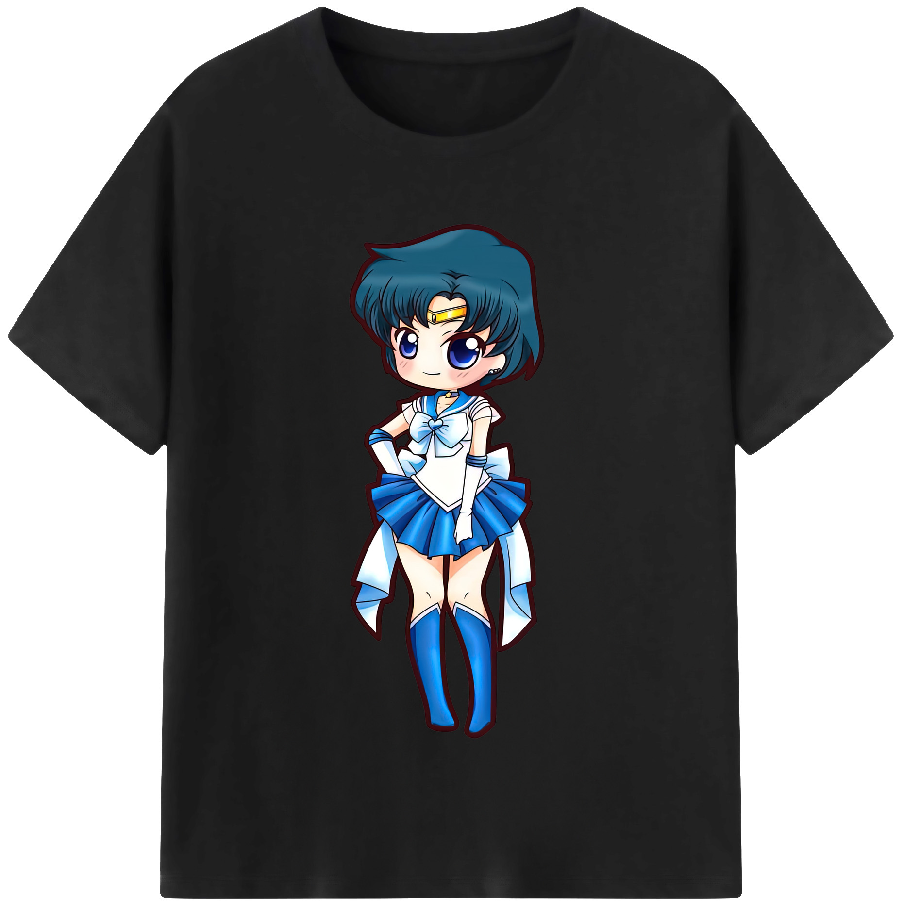 （画像用） 美少女戦士セーラームーン 水野 亜美 みずの あみ Sailor Moon Mizuno Ami レディースカジュアルプリントTシャツ（綿100％）