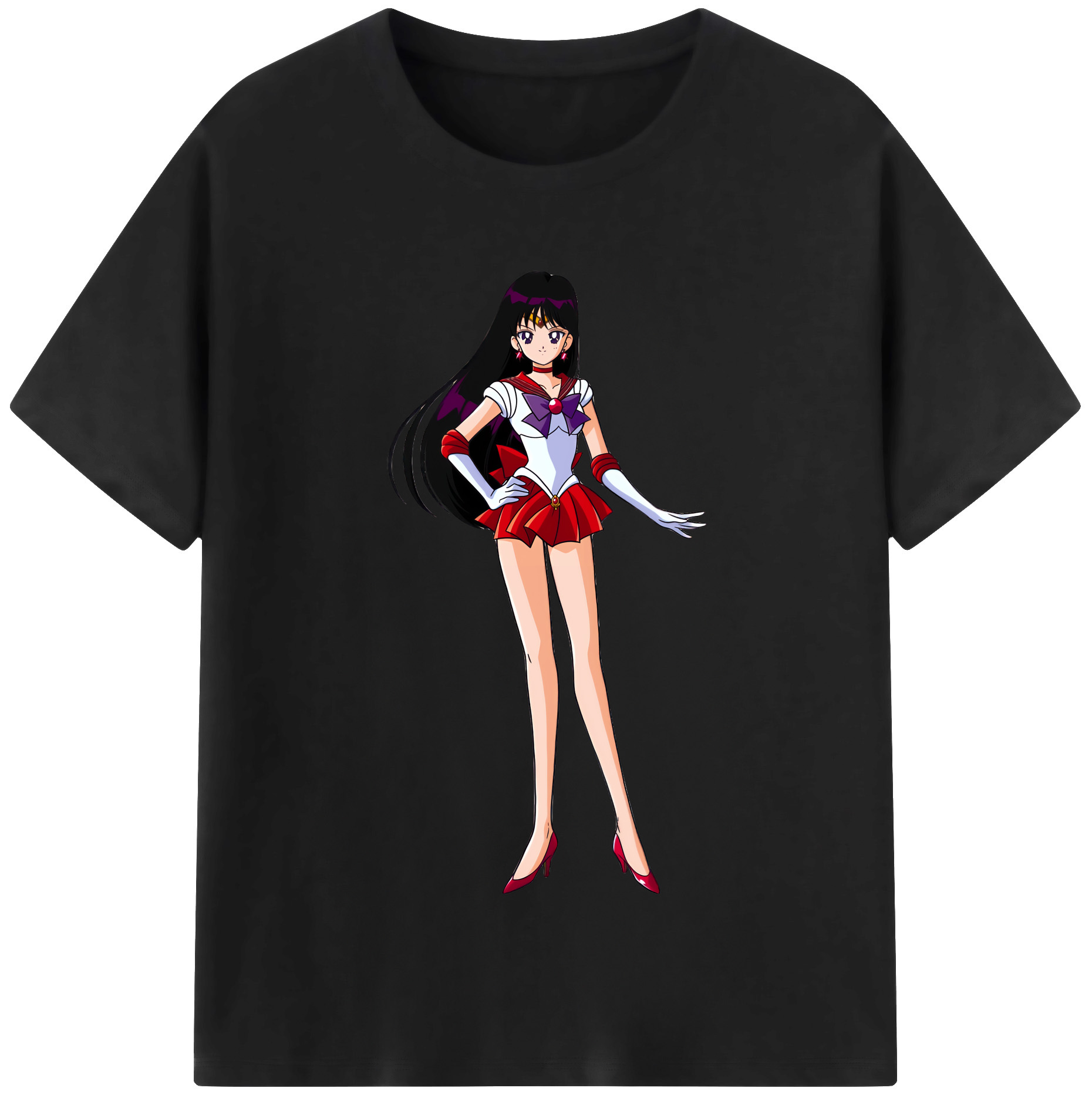 （画像用） 美少女戦士セーラームーン 火野レイ ひの レイ Sailor Moon Hino Rei （セーラーマーズ,Sailor Mars） レディースカジュアルプリントTシャツ（綿100％）