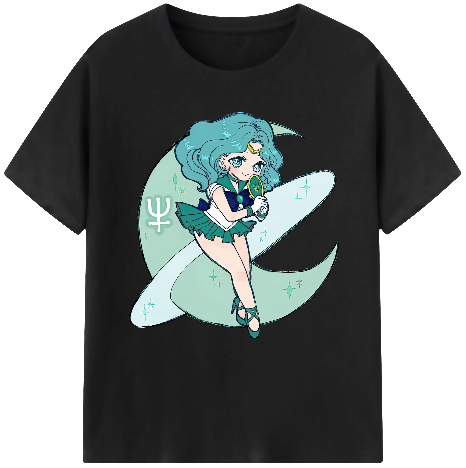（画像用） 美少女戦士セーラームーン 海王 みちる（かいおう みちる） Sailor Moon Kaiou Michiru レディースカジュアルプリントTシャツ（綿100％）