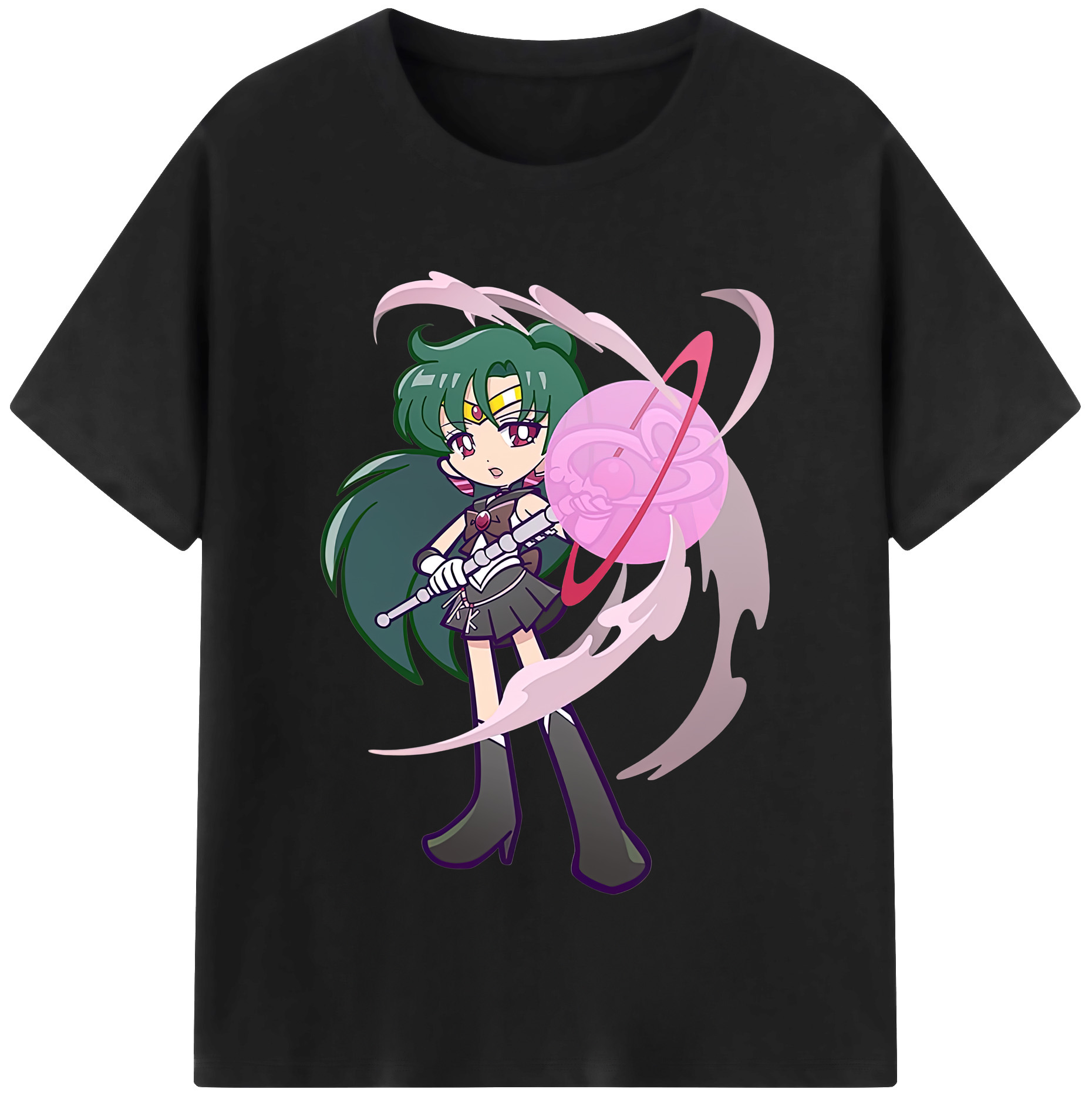 （画像用） 美少女戦士セーラームーン 冥王せつな Sailor Moon Meiou Setsuna レディースカジュアルプリントTシャツ（綿100％）