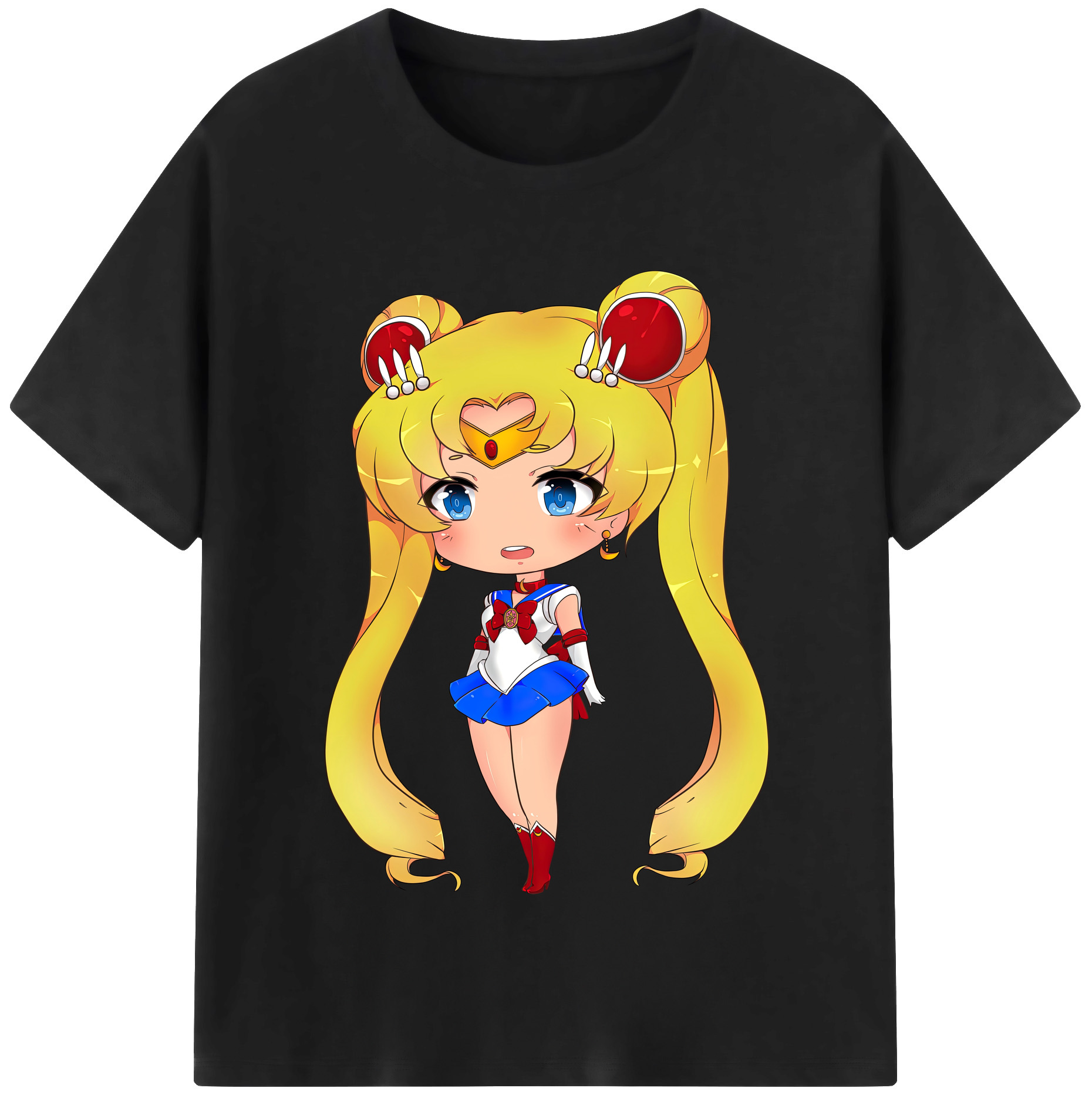 （画像用） 美少女戦士セーラームーン 月野 うさぎ つきの うさぎ Sailor Moon Tsukino Usagi レディースカジュアルプリントTシャツ（綿100％）