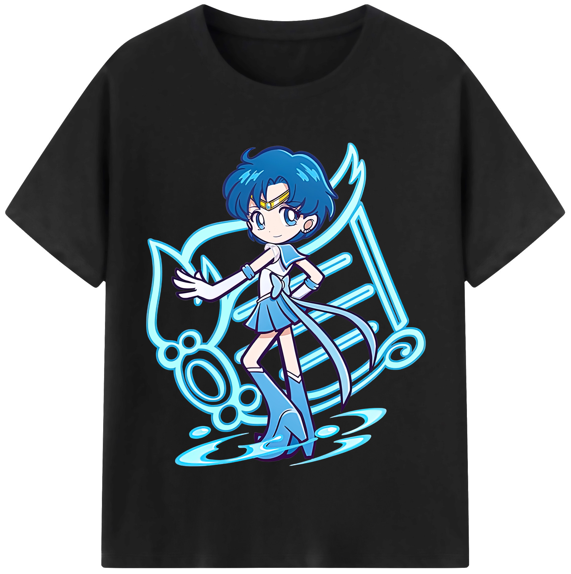 （画像用） 美少女戦士セーラームーン 水野 亜美 みずの あみ Sailor Moon Mizuno Ami レディースカジュアルプリントTシャツ（綿100％）