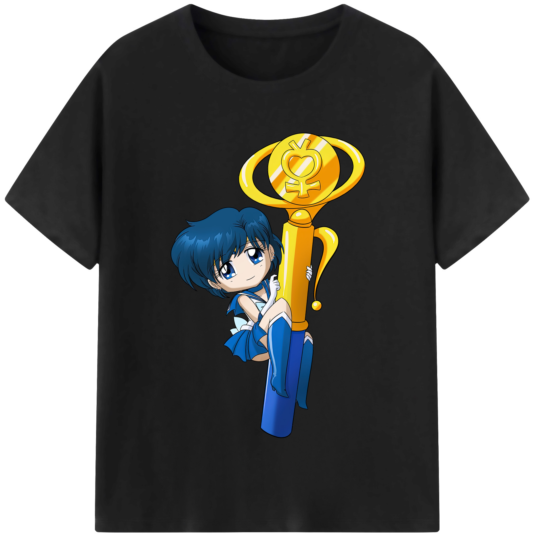 （画像用） 美少女戦士セーラームーン 水野 亜美 みずの あみ Sailor Moon Mizuno Ami レディースカジュアルプリントTシャツ（綿100％）