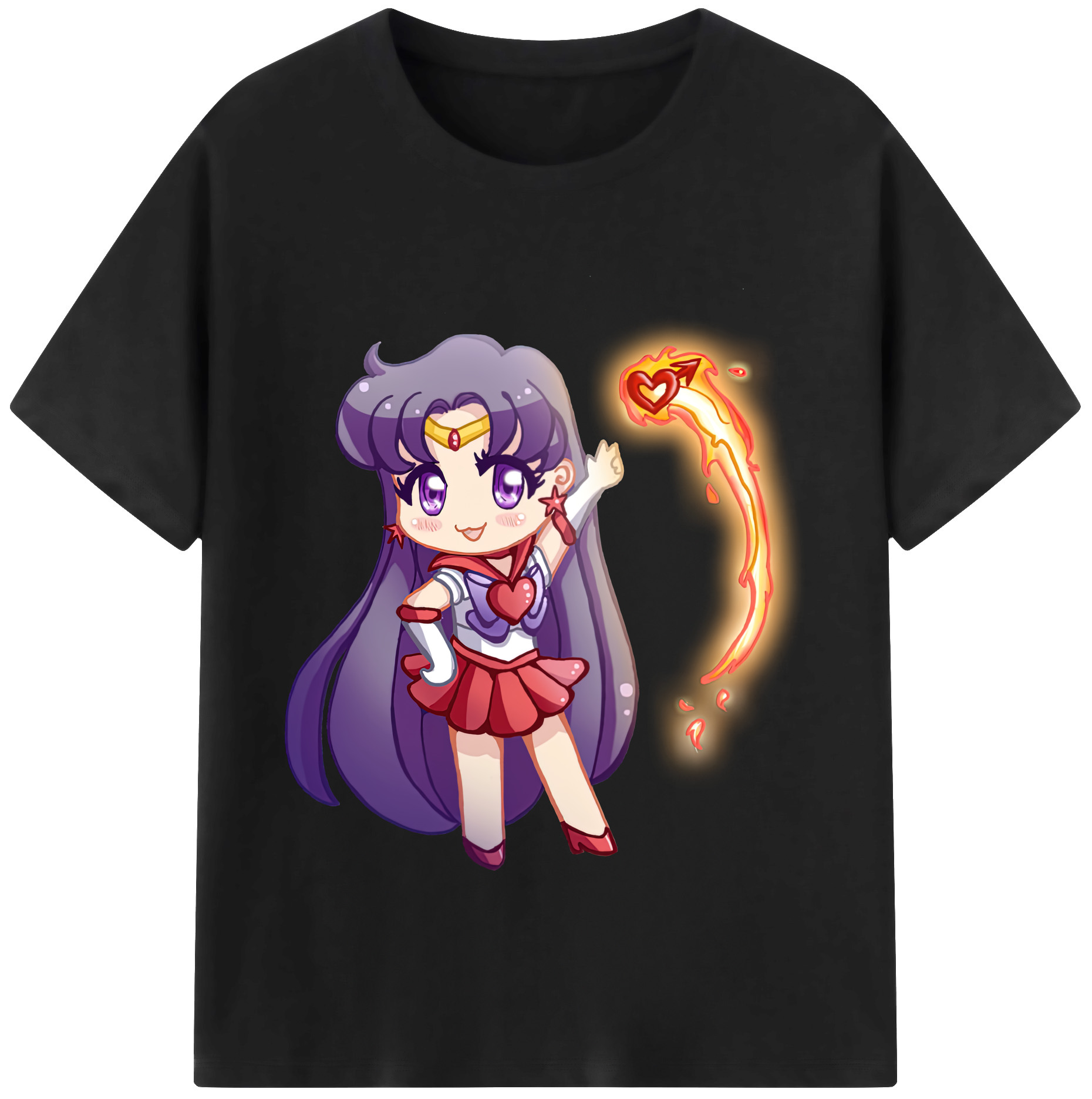 （画像用） 美少女戦士セーラームーン 火野レイ ひの レイ Sailor Moon Hino Rei （セーラーマーズ,Sailor Mars） レディースカジュアルプリントTシャツ（綿100％）