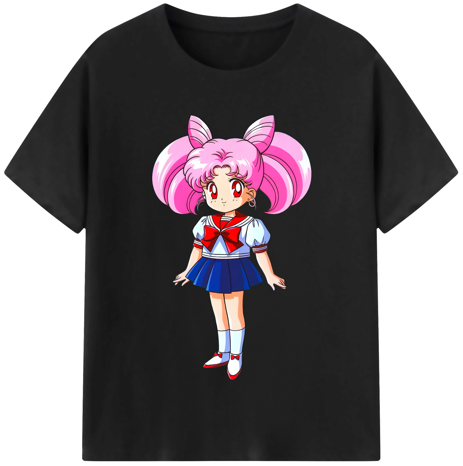 （画像用） 美少女戦士セーラームーン ちびうさ Sailor Moon Chibiusa Tsukino Usagi Small Lady Serenity レディースカジュアルプリントTシャツ（綿100％）