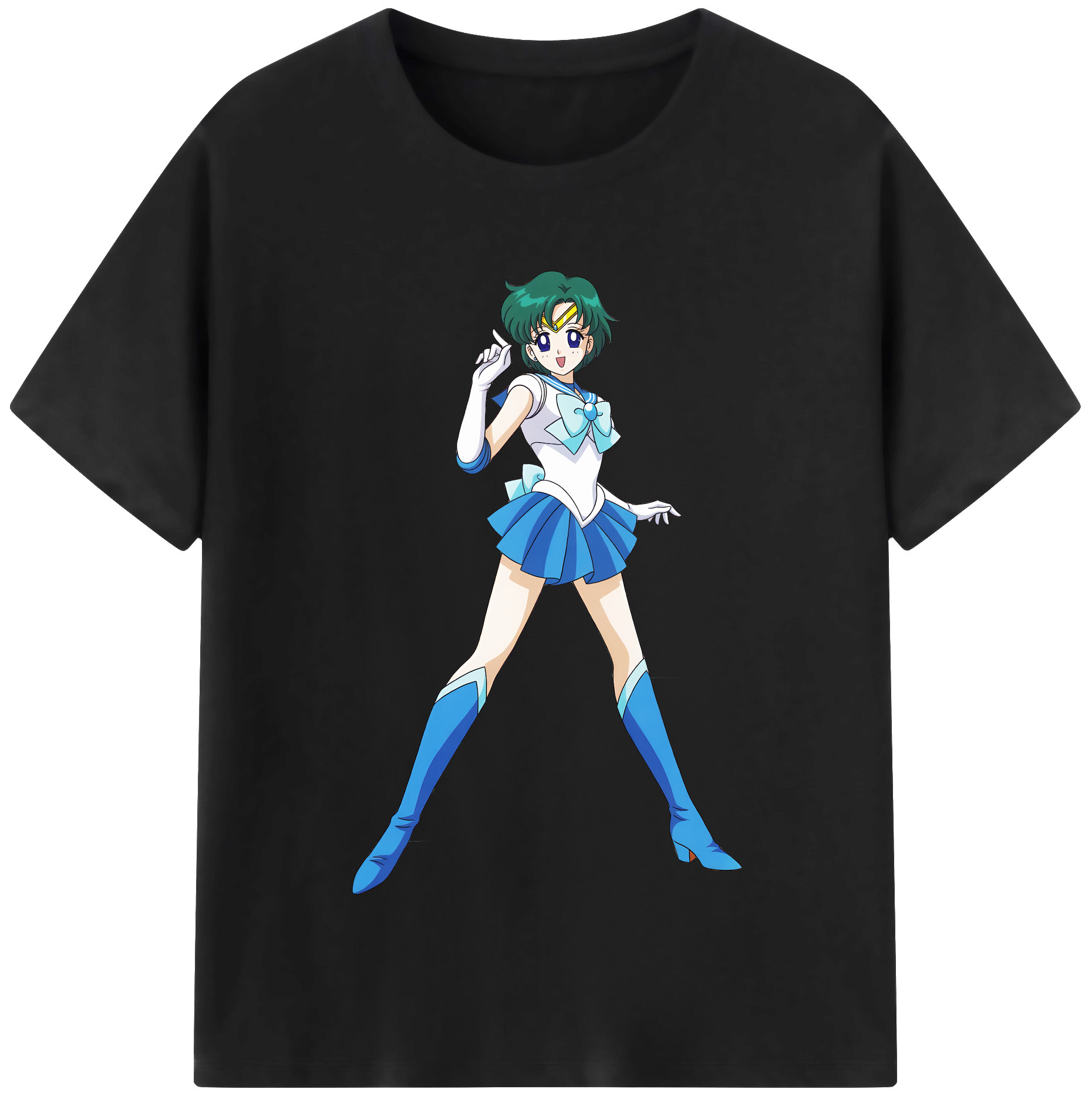 （画像用） 美少女戦士セーラームーン 海王 みちる（かいおう みちる） Sailor Moon Kaiou Michiru レディースカジュアルプリントTシャツ（綿100％）
