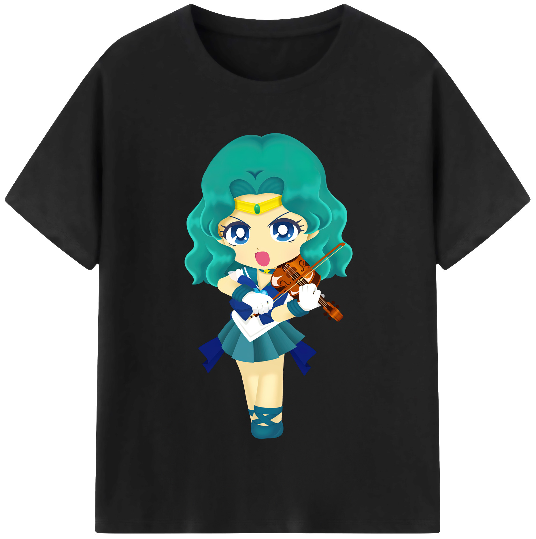 （画像用） 美少女戦士セーラームーン 海王 みちる（かいおう みちる） Sailor Moon Kaiou Michiru レディースカジュアルプリントTシャツ（綿100％）