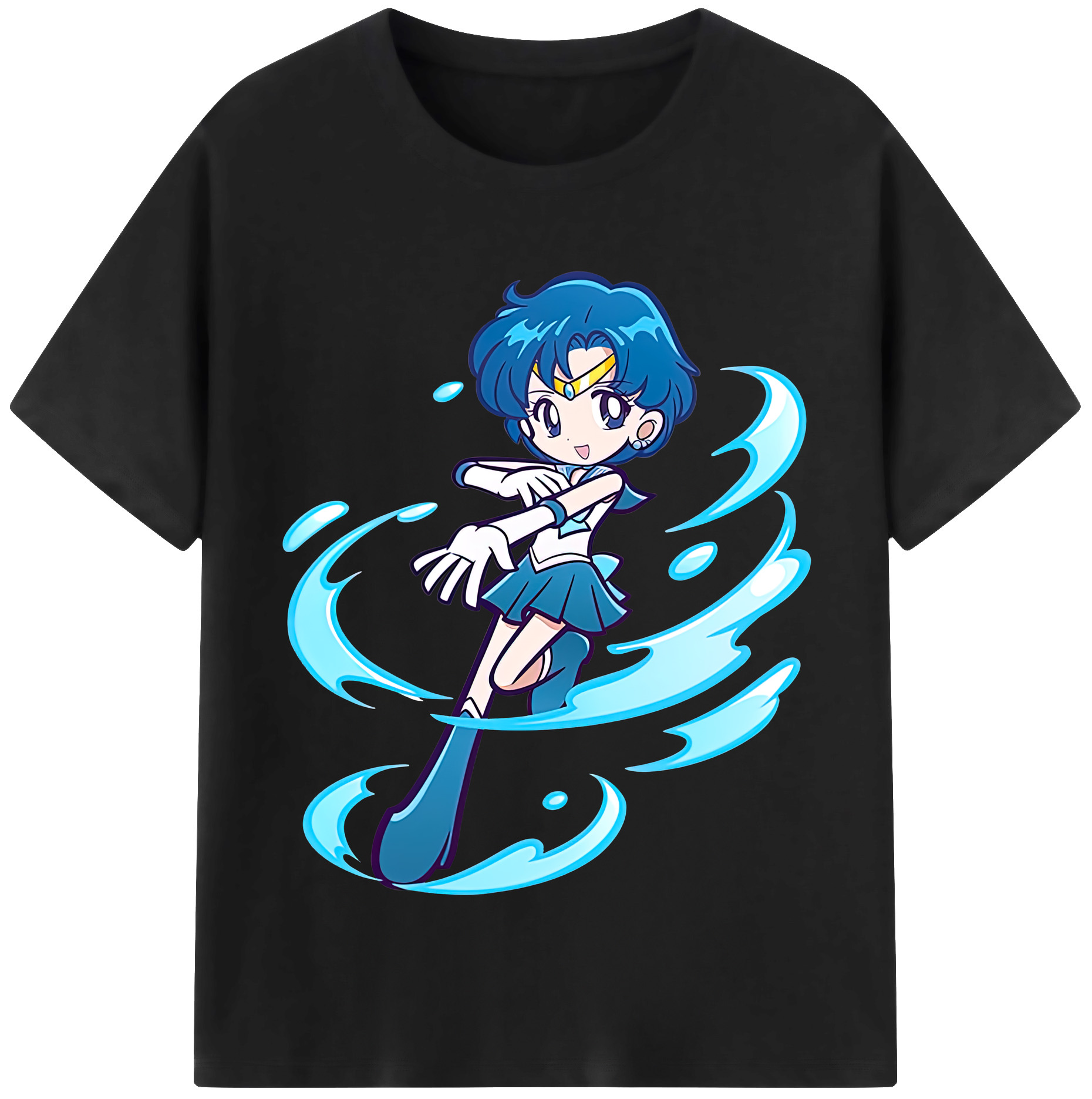 （画像用） 美少女戦士セーラームーン 水野 亜美 みずの あみ Sailor Moon Mizuno Ami レディースカジュアルプリントTシャツ（綿100％）