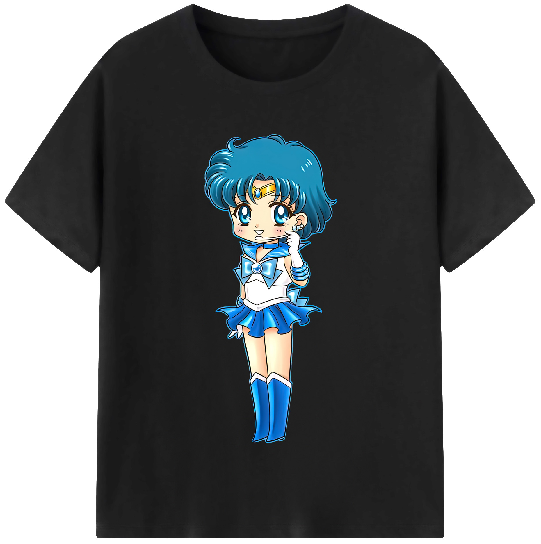 （画像用） 美少女戦士セーラームーン 水野 亜美 みずの あみ Sailor Moon Mizuno Ami レディースカジュアルプリントTシャツ（綿100％）