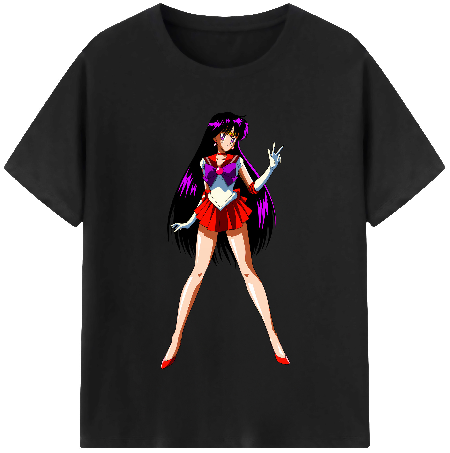 （画像用） 美少女戦士セーラームーン 火野レイ ひの レイ Sailor Moon Hino Rei （セーラーマーズ,Sailor Mars） レディースカジュアルプリントTシャツ（綿100％）