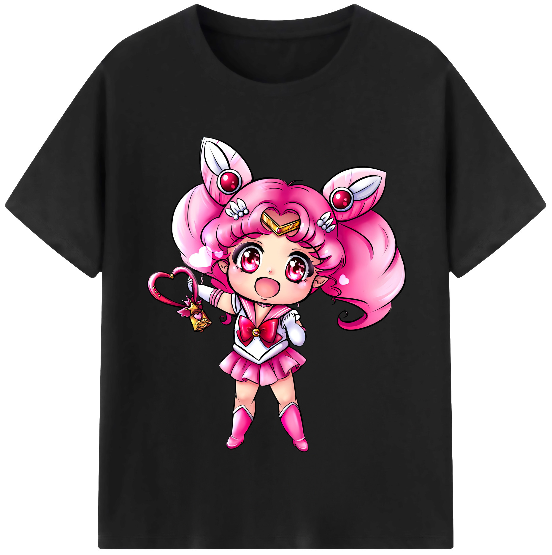 （画像用） 美少女戦士セーラームーン ちびうさ Sailor Moon Chibiusa Tsukino Usagi Small Lady Serenity レディースカジュアルプリントTシャツ（綿100％）