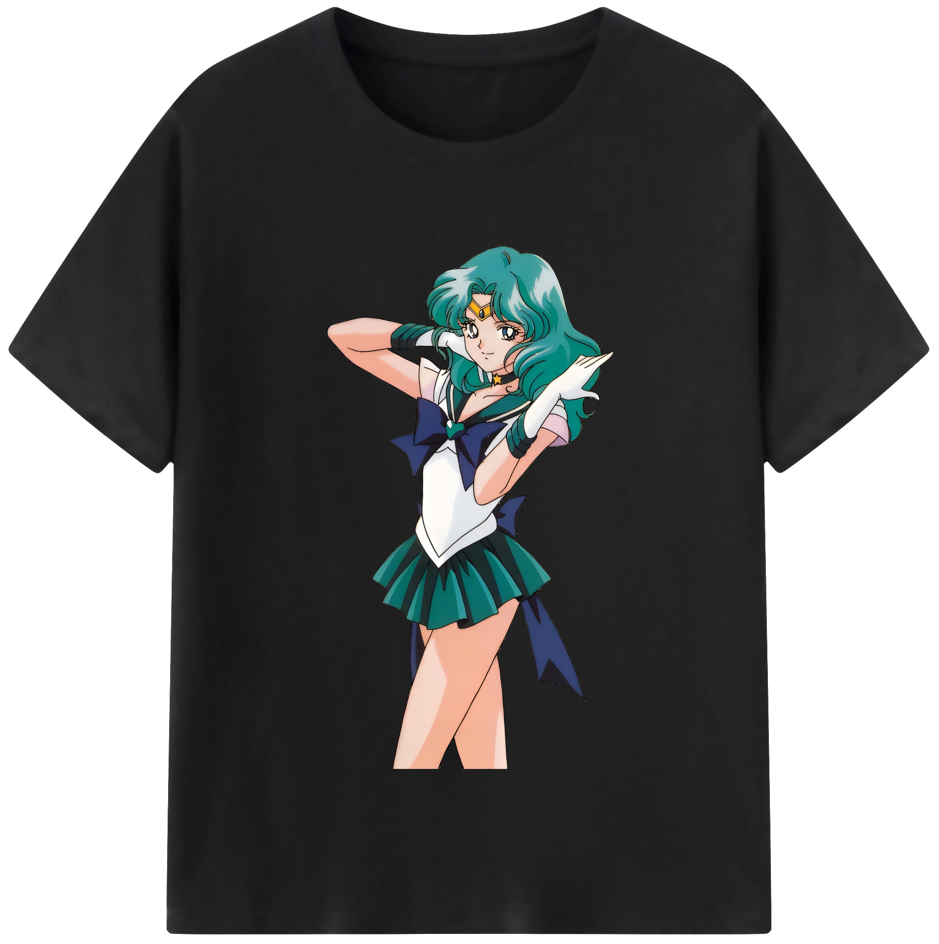 （画像用） 美少女戦士セーラームーン 海王 みちる（かいおう みちる） Sailor Moon Kaiou Michiru レディースカジュアルプリントTシャツ（綿100％）