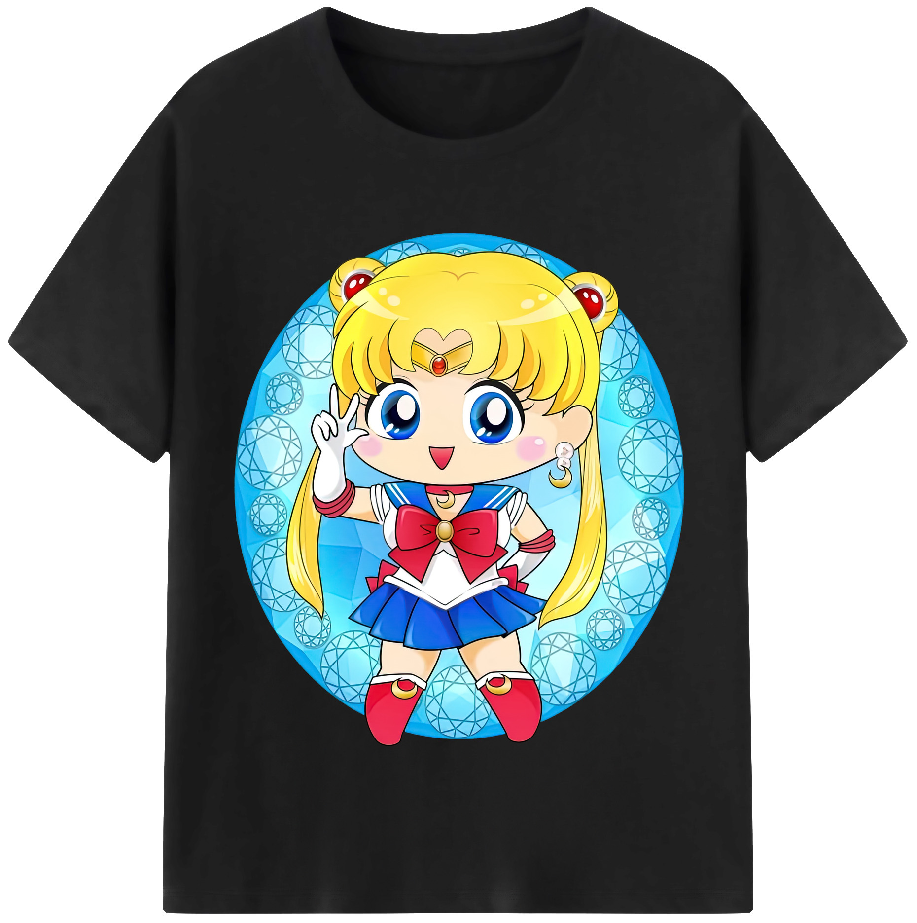 （画像用） 美少女戦士セーラームーン 月野 うさぎ つきの うさぎ Sailor Moon Tsukino Usagi レディースカジュアルプリントTシャツ（綿100％）