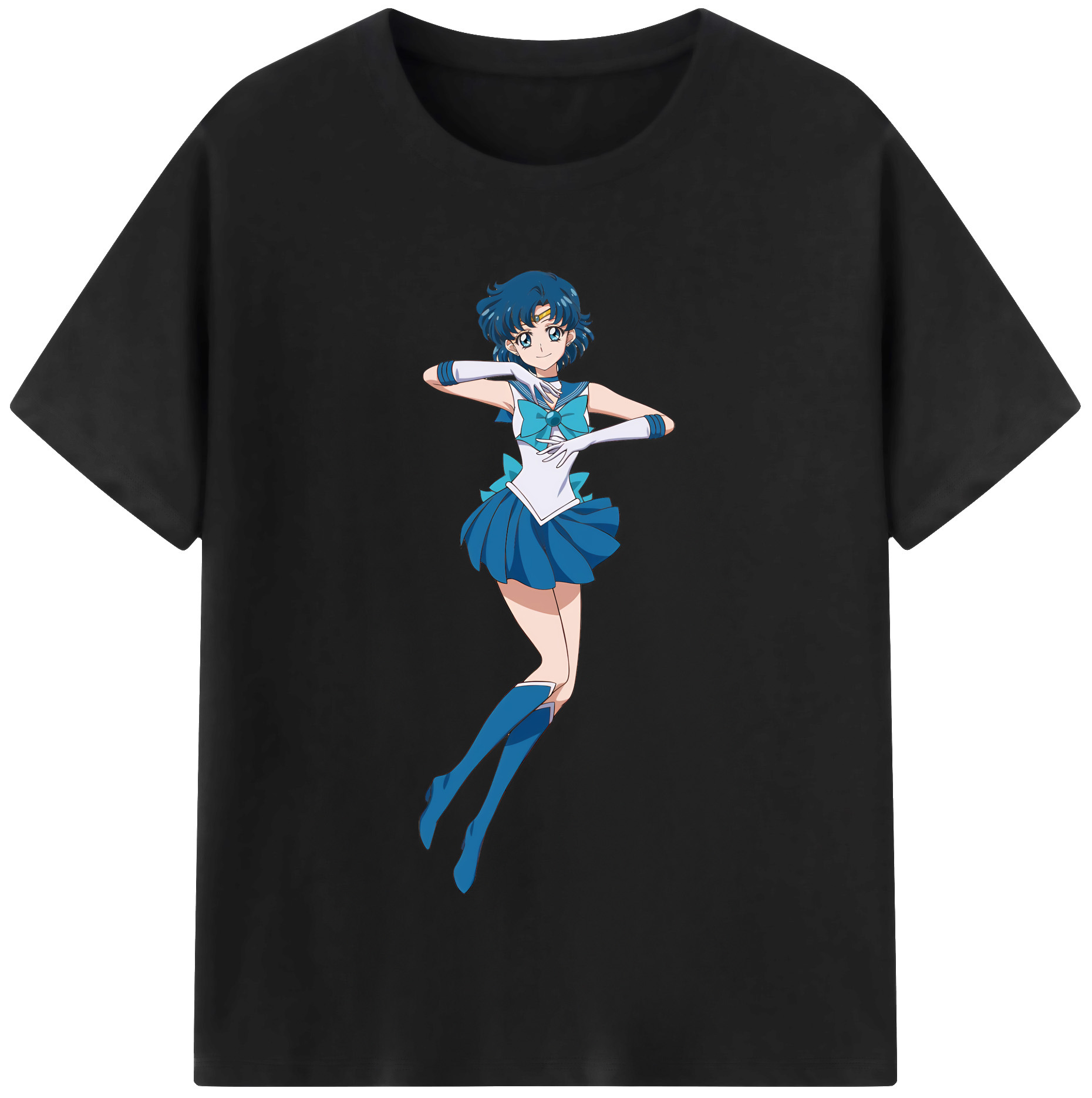 （画像用） 美少女戦士セーラームーン 水野 亜美 みずの あみ Sailor Moon Mizuno Ami レディースカジュアルプリントTシャツ（綿100％）