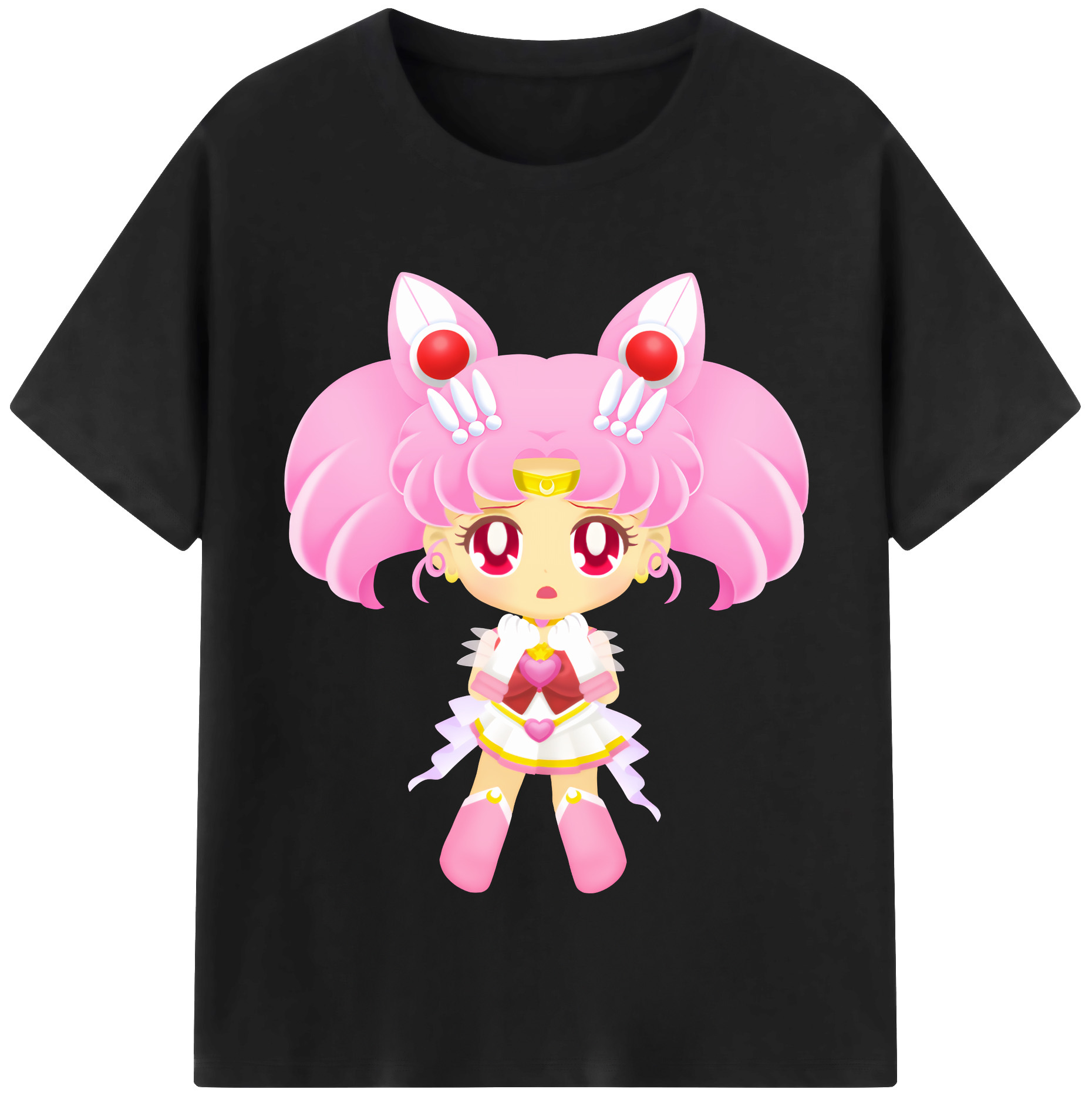 （画像用） 美少女戦士セーラームーン ちびうさ Sailor Moon Chibiusa Tsukino Usagi Small Lady Serenity レディースカジュアルプリントTシャツ（綿100％）