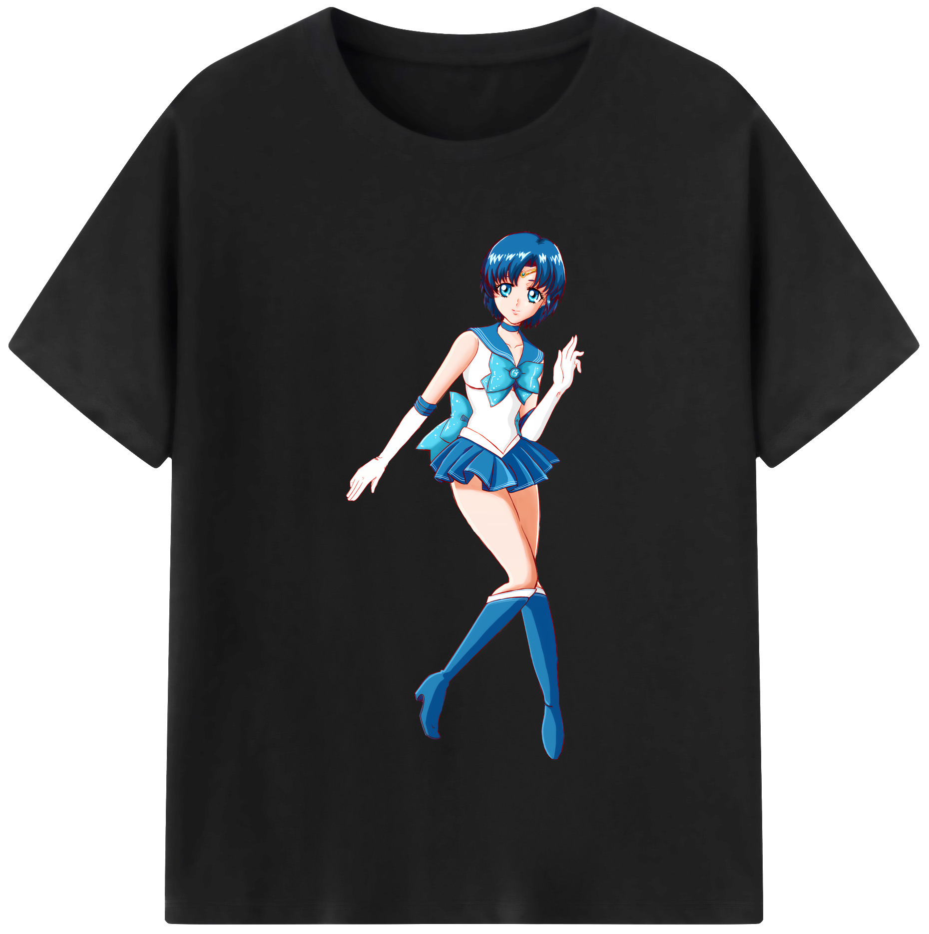 （画像用） 美少女戦士セーラームーン 水野 亜美 みずの あみ Sailor Moon Mizuno Ami レディースカジュアルプリントTシャツ（綿100％）