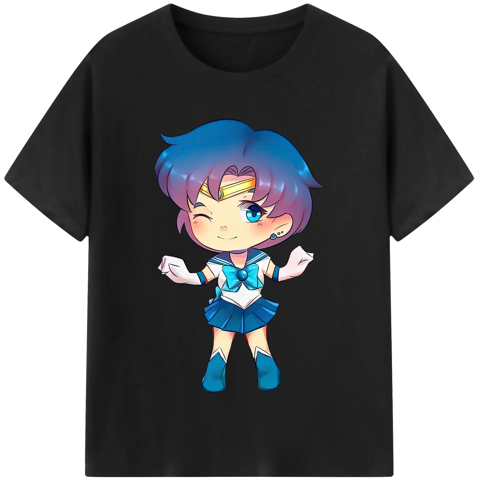 （画像用） 美少女戦士セーラームーン 水野 亜美 みずの あみ Sailor Moon Mizuno Ami レディースカジュアルプリントTシャツ（綿100％）