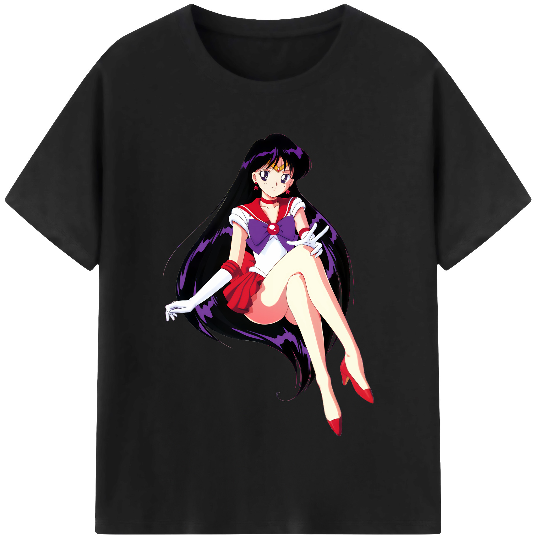 （画像用） 美少女戦士セーラームーン 火野レイ ひの レイ Sailor Moon Hino Rei （セーラーマーズ,Sailor Mars） レディースカジュアルプリントTシャツ（綿100％）