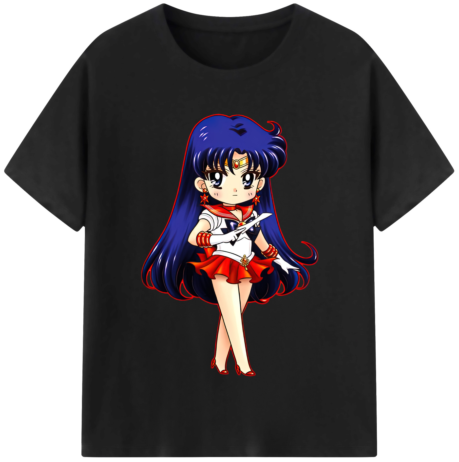 （画像用） 美少女戦士セーラームーン 火野レイ ひの レイ Sailor Moon Hino Rei （セーラーマーズ,Sailor Mars） レディースカジュアルプリントTシャツ（綿100％）