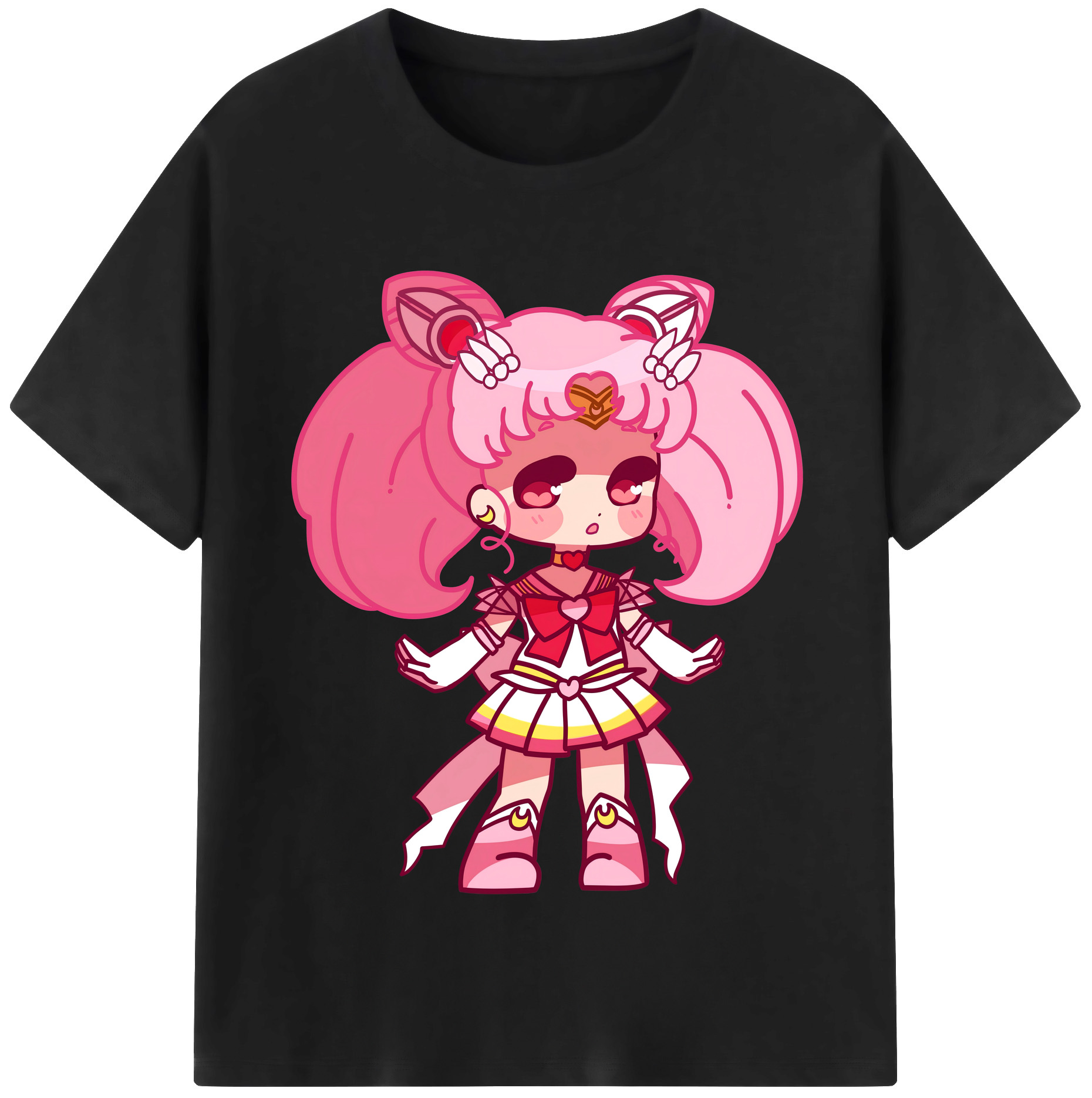 （画像用） 美少女戦士セーラームーン ちびうさ Sailor Moon Chibiusa Tsukino Usagi Small Lady Serenity レディースカジュアルプリントTシャツ（綿100％）