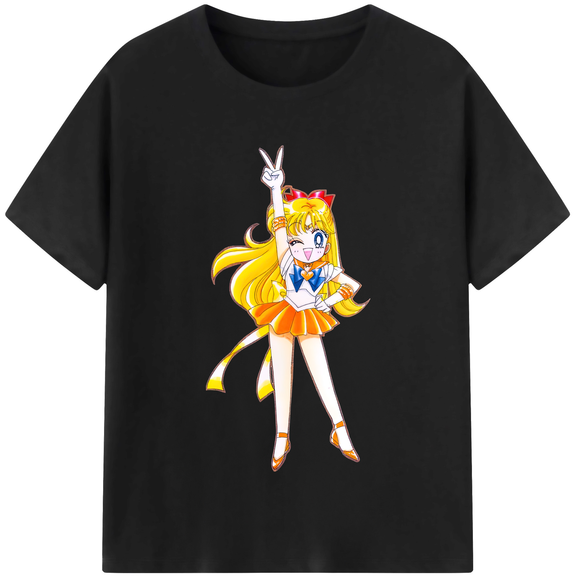（画像用） 美少女戦士セーラームーン 愛野 美奈子 あいの みなこ Sailor Moon Aino Minako レディースカジュアルプリントTシャツ（綿100％）