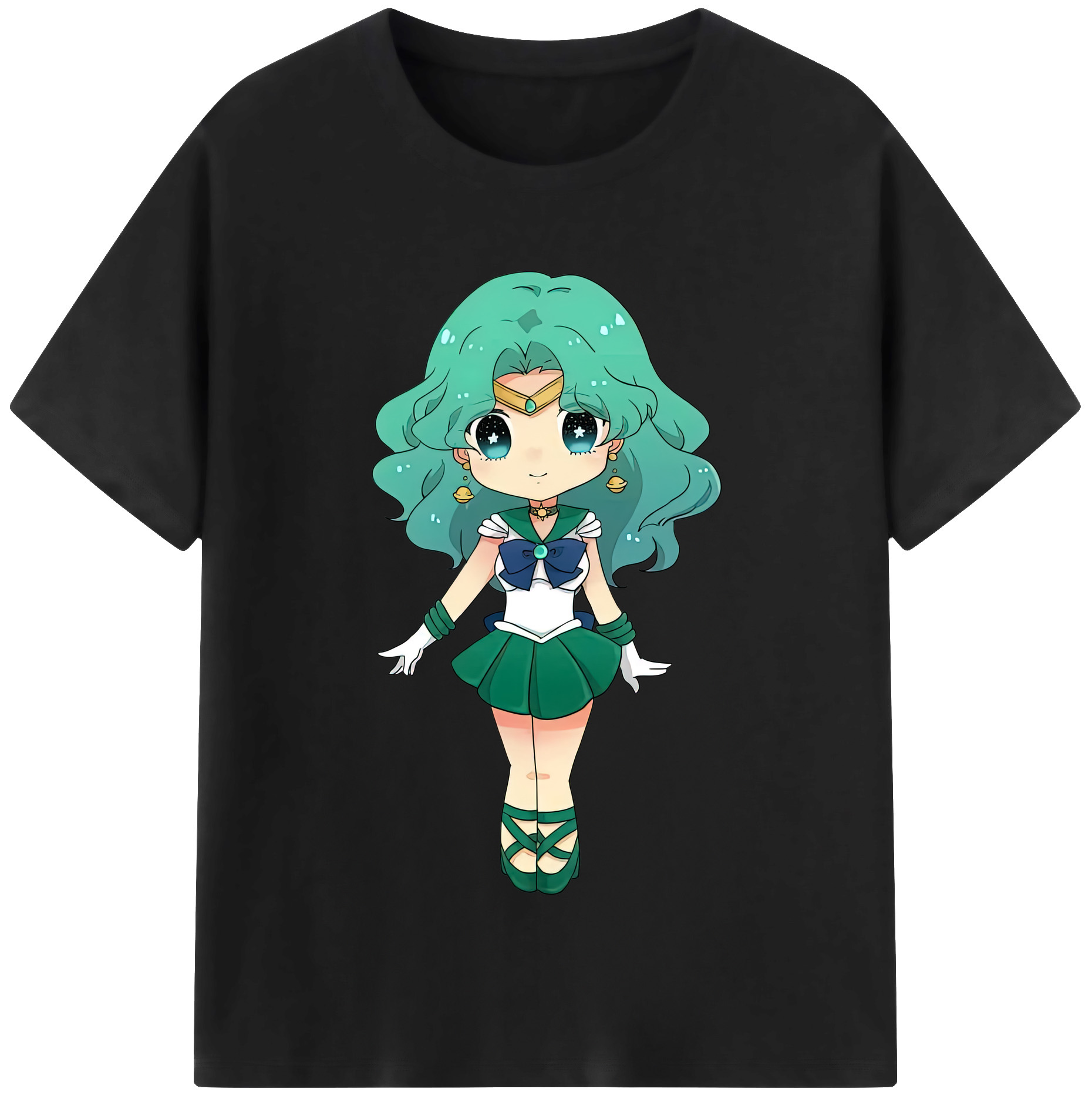 （画像用） 美少女戦士セーラームーン 海王 みちる（かいおう みちる） Sailor Moon Kaiou Michiru レディースカジュアルプリントTシャツ（綿100％）