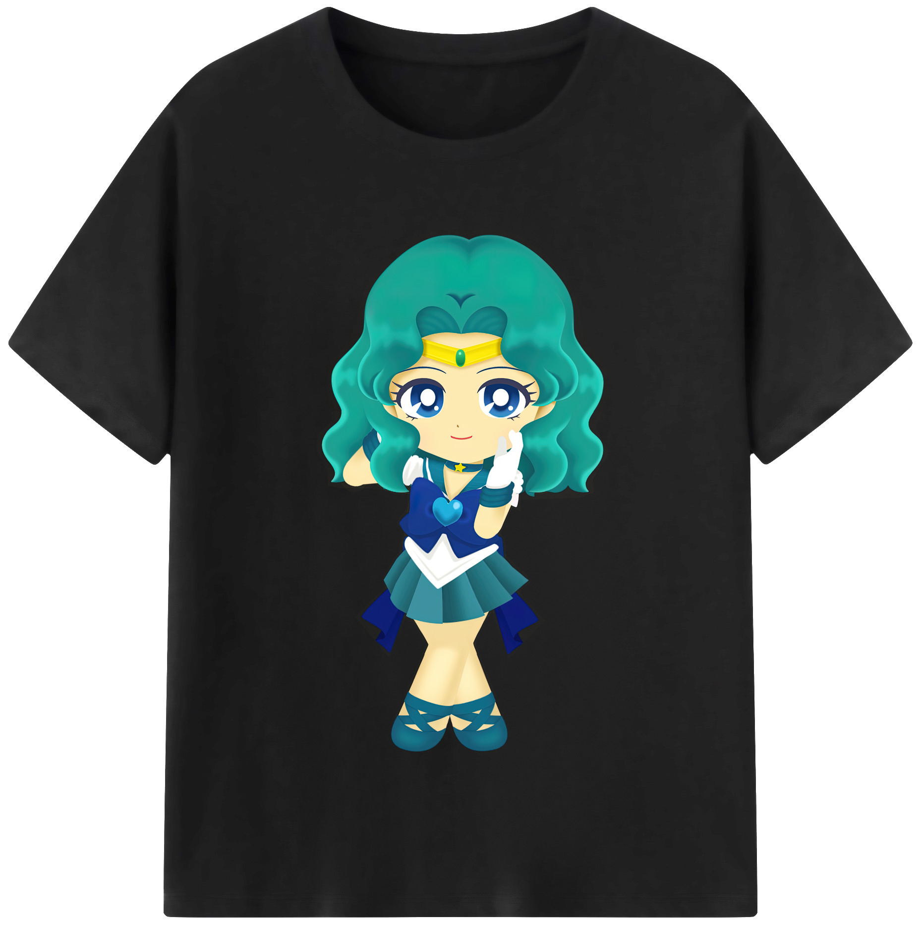 （画像用） 美少女戦士セーラームーン 海王 みちる（かいおう みちる） Sailor Moon Kaiou Michiru レディースカジュアルプリントTシャツ（綿100％）