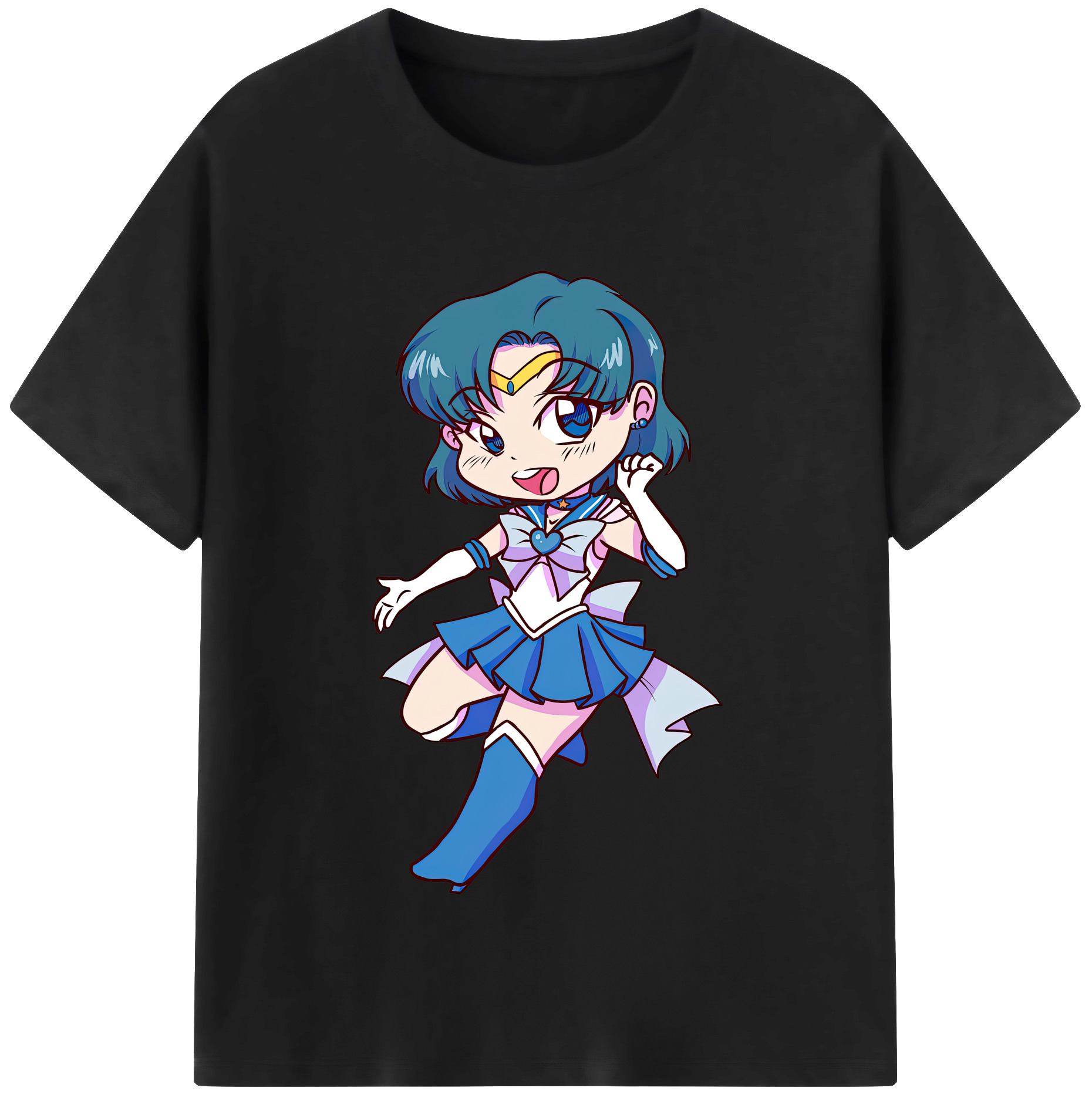 （画像用） 美少女戦士セーラームーン 水野 亜美 みずの あみ Sailor Moon Mizuno Ami レディースカジュアルプリントTシャツ（綿100％）