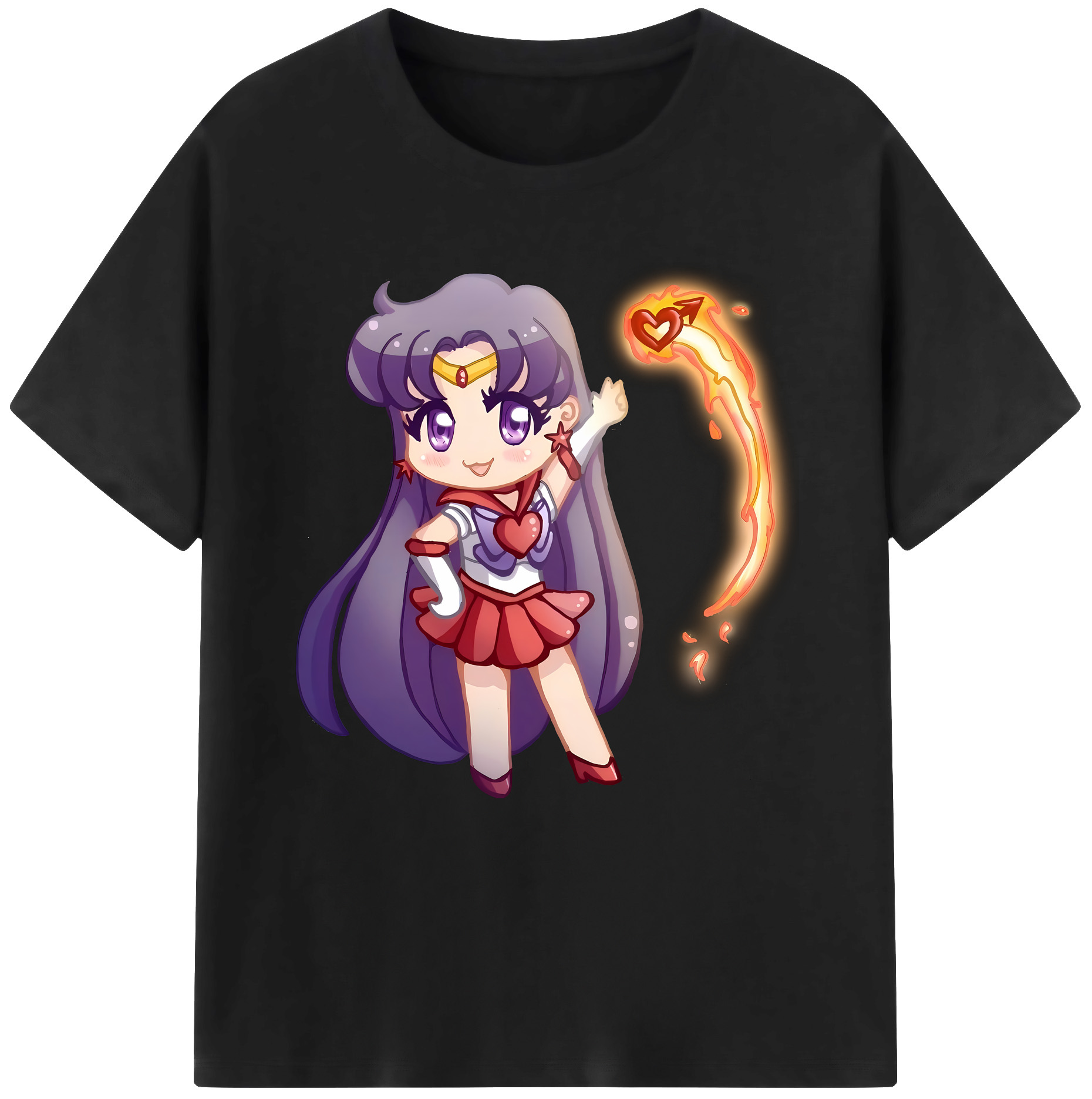 （画像用） 美少女戦士セーラームーン 火野レイ ひの レイ Sailor Moon Hino Rei （セーラーマーズ,Sailor Mars） レディースカジュアルプリントTシャツ（綿100％）