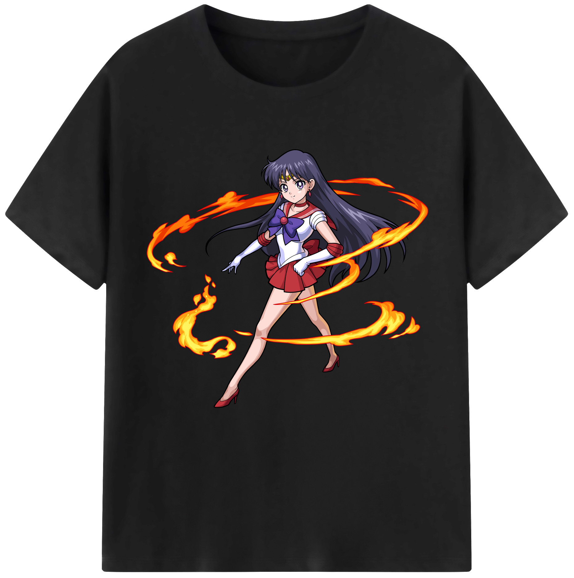 （画像用） 美少女戦士セーラームーン 火野レイ ひの レイ Sailor Moon Hino Rei （セーラーマーズ,Sailor Mars） レディースカジュアルプリントTシャツ（綿100％）