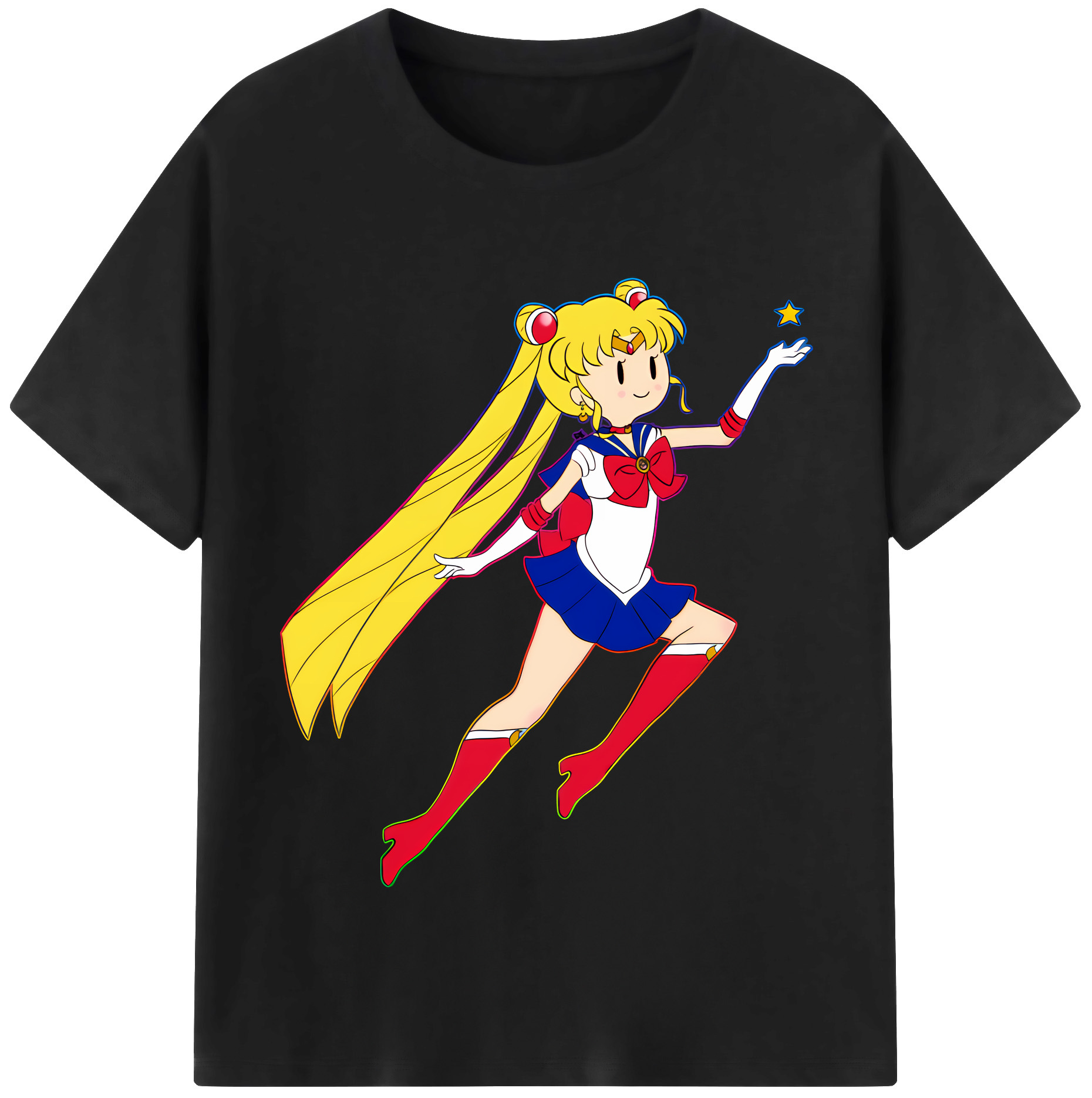 （画像用） 美少女戦士セーラームーン 月野 うさぎ つきの うさぎ Sailor Moon Tsukino Usagi レディースカジュアルプリントTシャツ（綿100％）