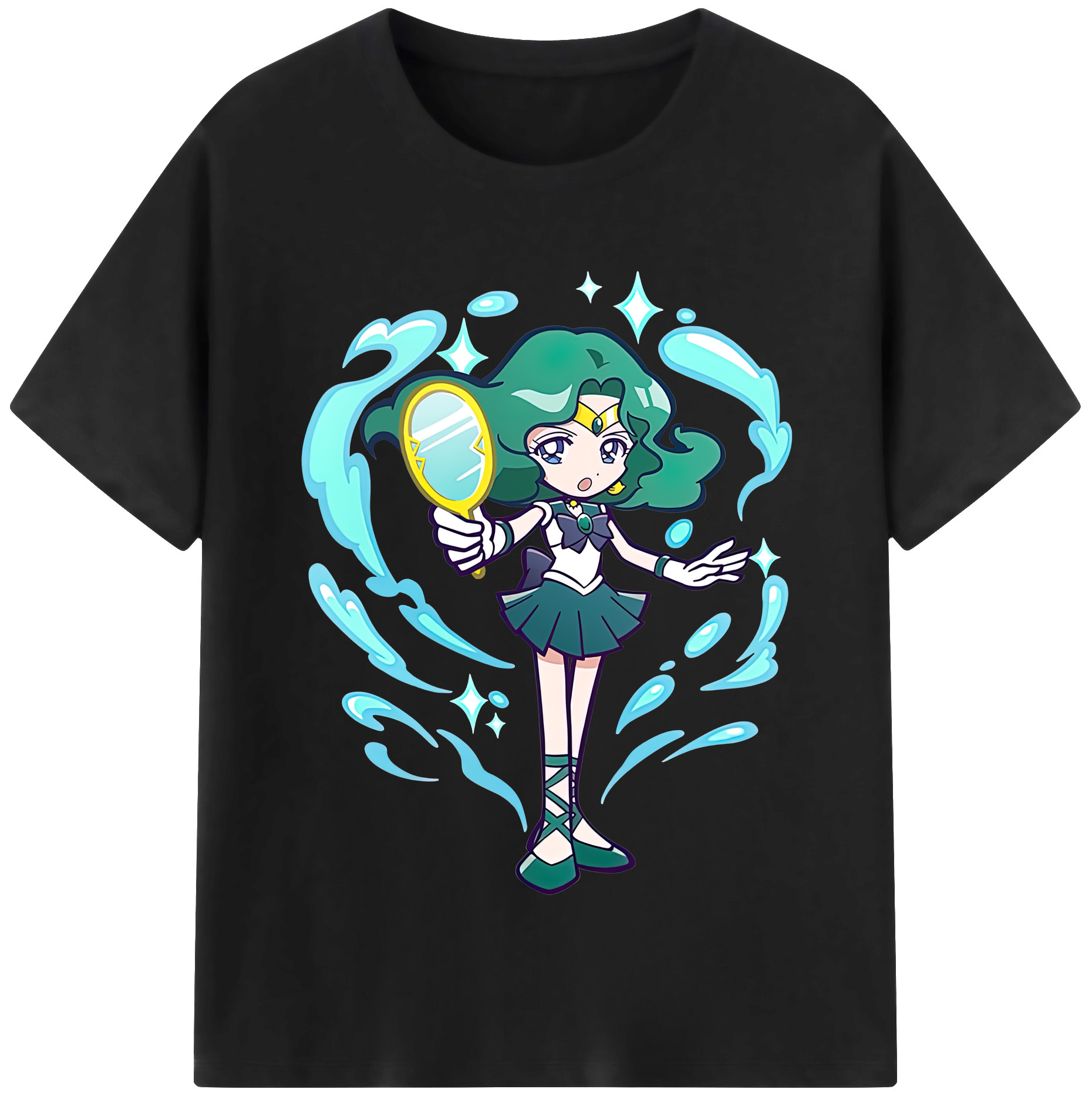 （画像用） 美少女戦士セーラームーン 海王 みちる（かいおう みちる） Sailor Moon Kaiou Michiru レディースカジュアルプリントTシャツ（綿100％）