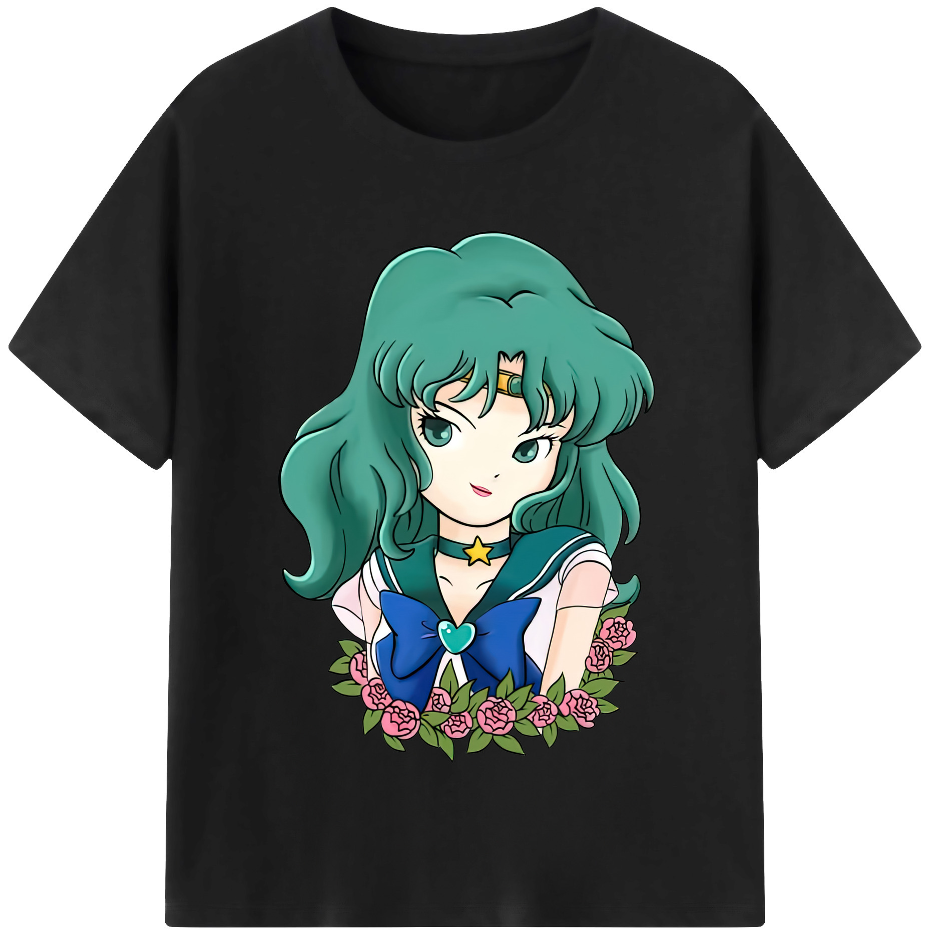 （画像用） 美少女戦士セーラームーン 海王 みちる（かいおう みちる） Sailor Moon Kaiou Michiru レディースカジュアルプリントTシャツ（綿100％）