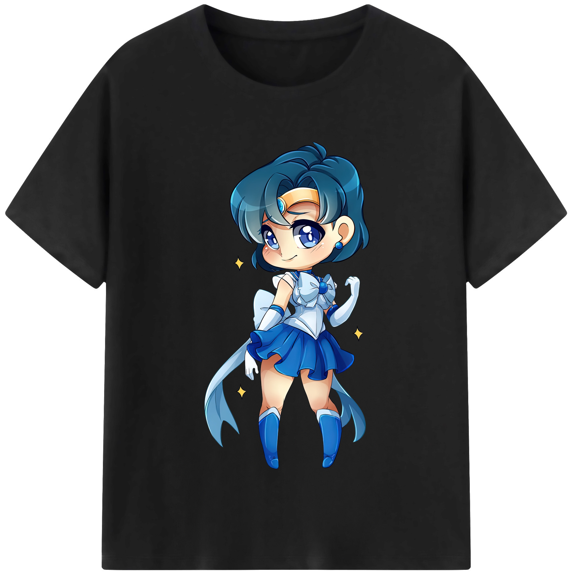 （画像用） 美少女戦士セーラームーン 水野 亜美 みずの あみ Sailor Moon Mizuno Ami レディースカジュアルプリントTシャツ（綿100％）