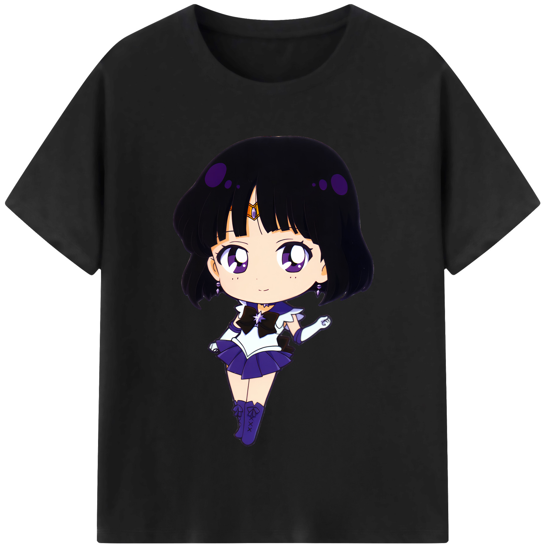 （画像用） 美少女戦士セーラームーン 土萠ほたる Sailor Moon Tomoe Hotaru （セーラーサターン；Sailor Saturn） レディースカジュアルプリントTシャツ（綿100％）