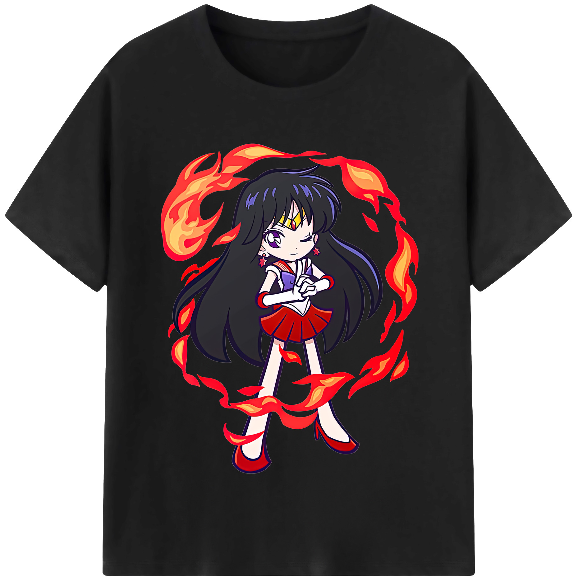 （画像用） 美少女戦士セーラームーン 火野レイ ひの レイ Sailor Moon Hino Rei （セーラーマーズ,Sailor Mars） レディースカジュアルプリントTシャツ（綿100％）