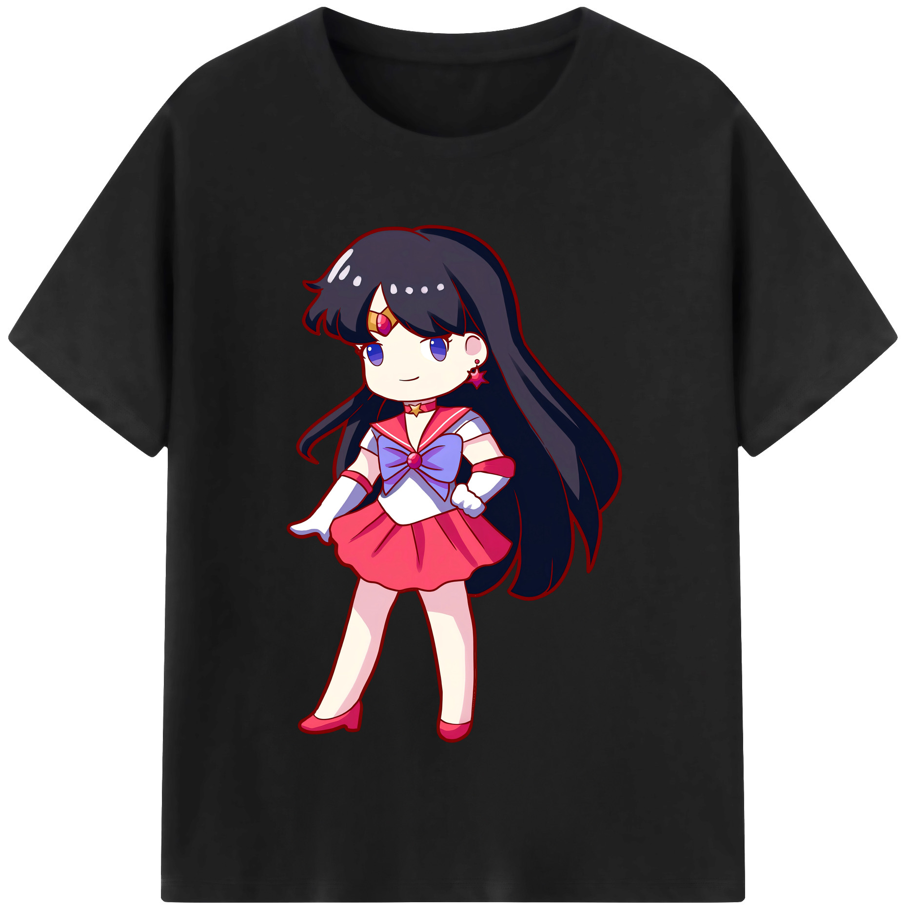 （画像用） 美少女戦士セーラームーン 火野レイ ひの レイ Sailor Moon Hino Rei （セーラーマーズ,Sailor Mars） レディースカジュアルプリントTシャツ（綿100％）