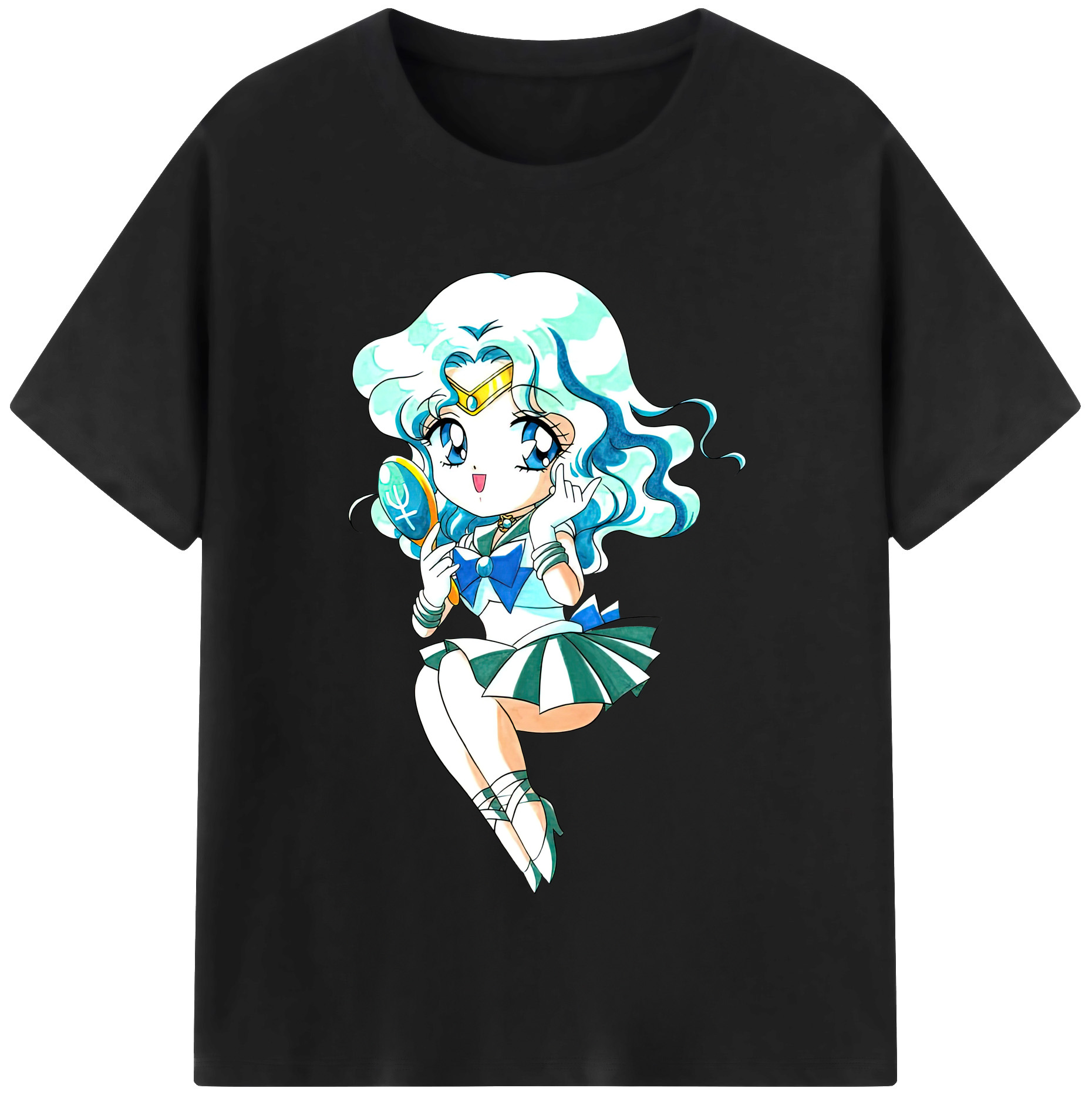 （画像用） 美少女戦士セーラームーン 海王 みちる（かいおう みちる） Sailor Moon Kaiou Michiru レディースカジュアルプリントTシャツ（綿100％）