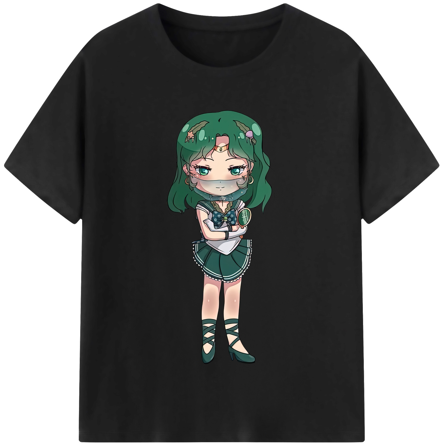 （画像用） 美少女戦士セーラームーン 海王 みちる（かいおう みちる） Sailor Moon Kaiou Michiru レディースカジュアルプリントTシャツ（綿100％）