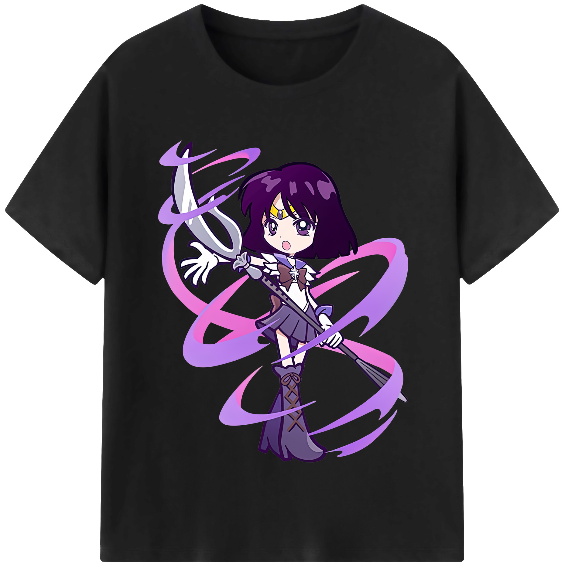 （画像用） 美少女戦士セーラームーン 土萠ほたる Sailor Moon Tomoe Hotaru （セーラーサターン；Sailor Saturn） レディースカジュアルプリントTシャツ（綿100％）