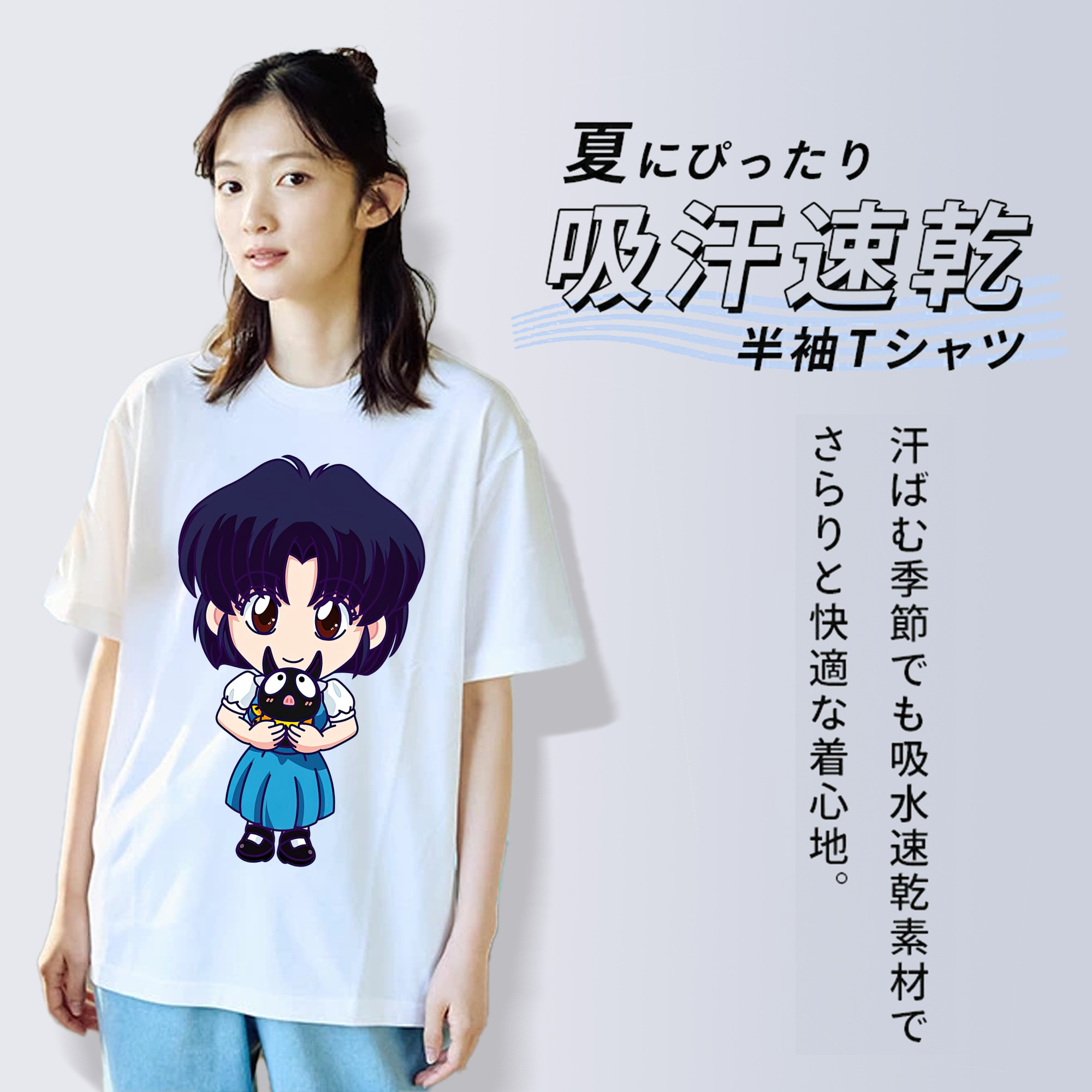 美少女戦士セーラームーン 水野 亜美 みずの あみ Sailor Moon Mizuno Ami レディースカジュアルプリントTシャツ（綿100％）