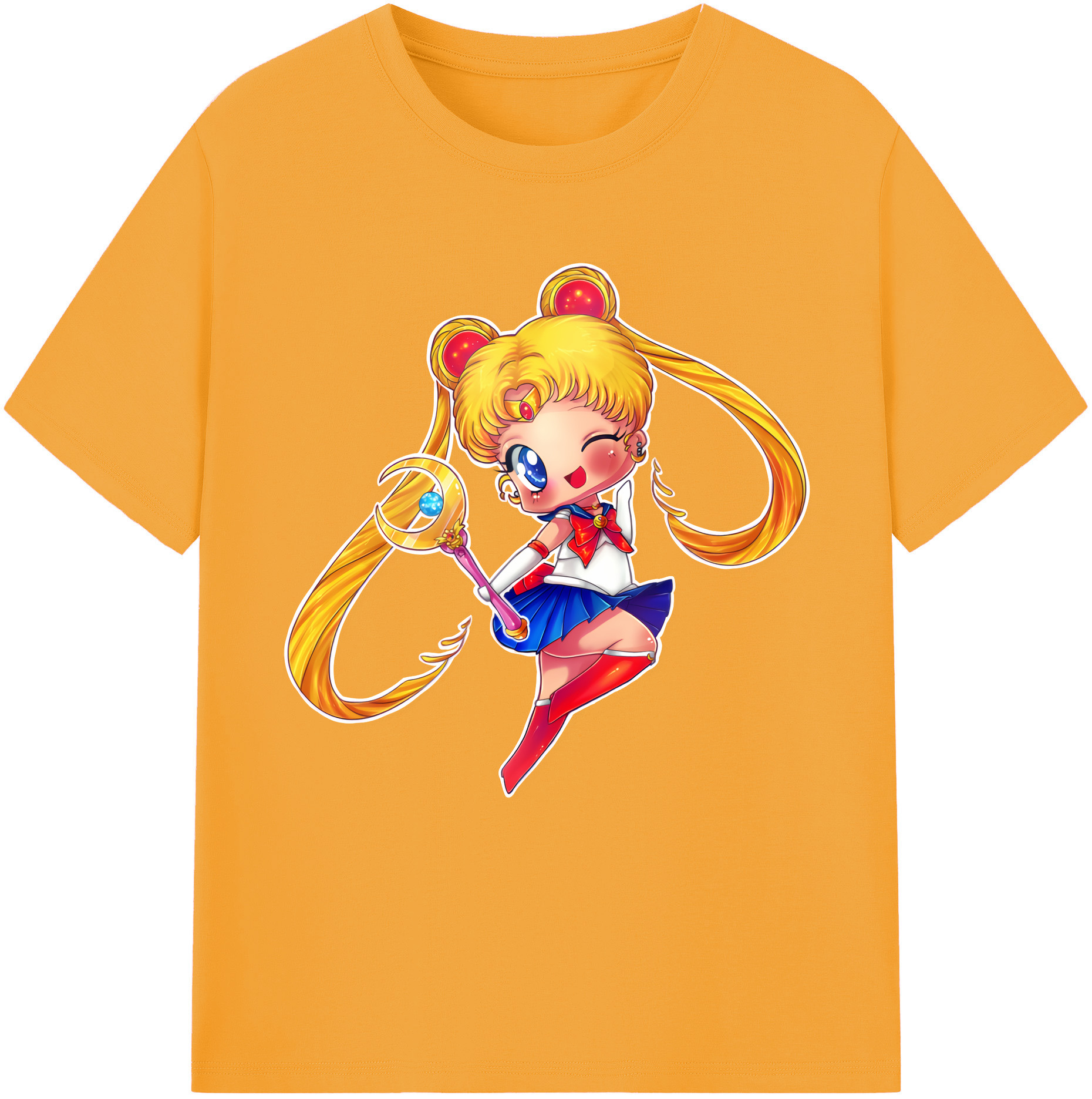 （画像用） 美少女戦士セーラームーン 月野 うさぎ つきの うさぎ Sailor Moon Tsukino Usagi レディースカジュアルプリントTシャツ（綿100％）