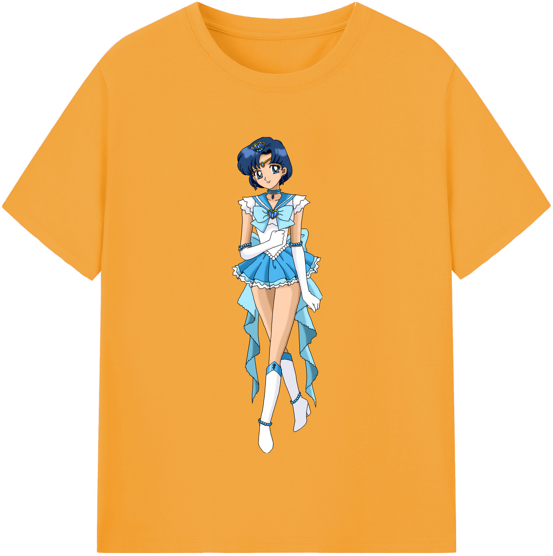 （画像用） 美少女戦士セーラームーン 水野 亜美 みずの あみ Sailor Moon Mizuno Ami レディースカジュアルプリントTシャツ（綿100％）
