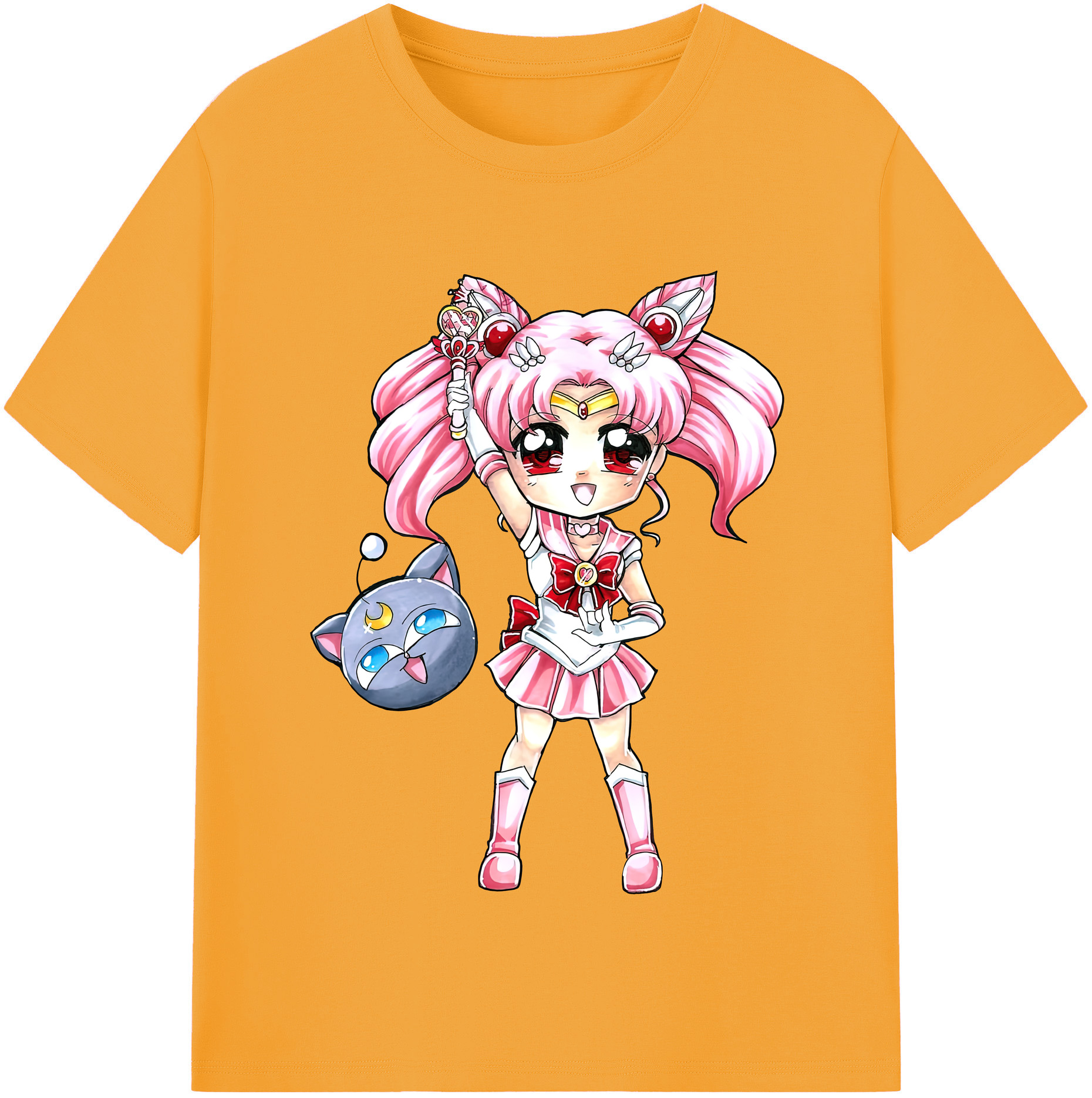 （画像用） 美少女戦士セーラームーン ちびうさ Sailor Moon Chibiusa Tsukino Usagi Small Lady Serenity レディースカジュアルプリントTシャツ（綿100％）