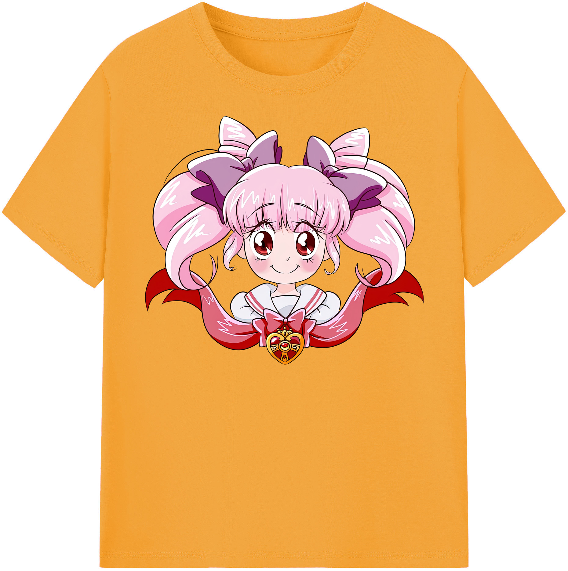 （画像用） 美少女戦士セーラームーン ちびうさ Sailor Moon Chibiusa Tsukino Usagi Small Lady Serenity レディースカジュアルプリントTシャツ（綿100％）