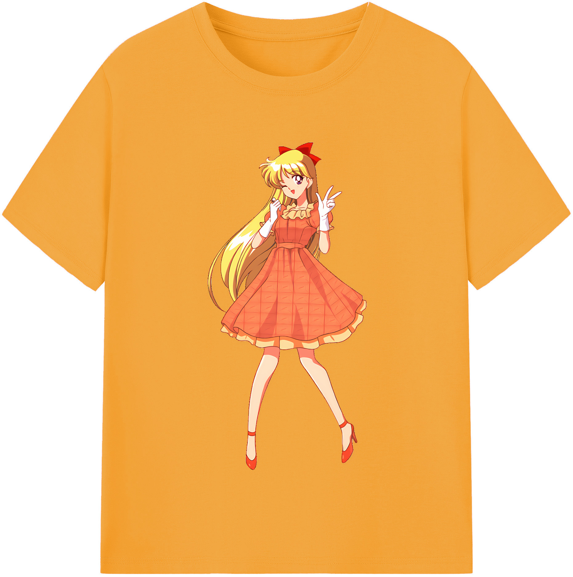 （画像用） 美少女戦士セーラームーン 愛野 美奈子 あいの みなこ Sailor Moon Aino Minako レディースカジュアルプリントTシャツ（綿100％）